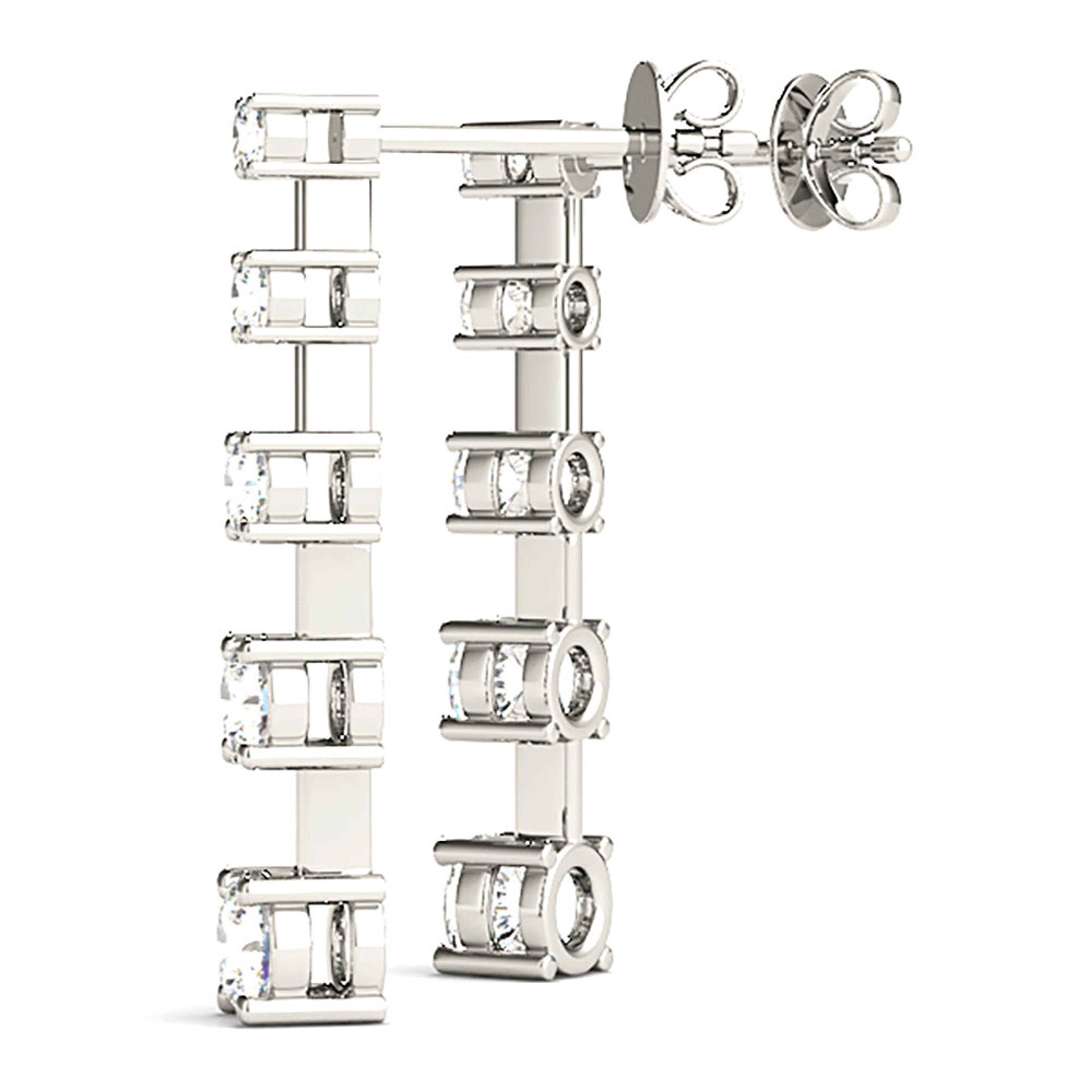 2.00 ctw Diamond Drop Earrings Journey Style-VIRABYANI
