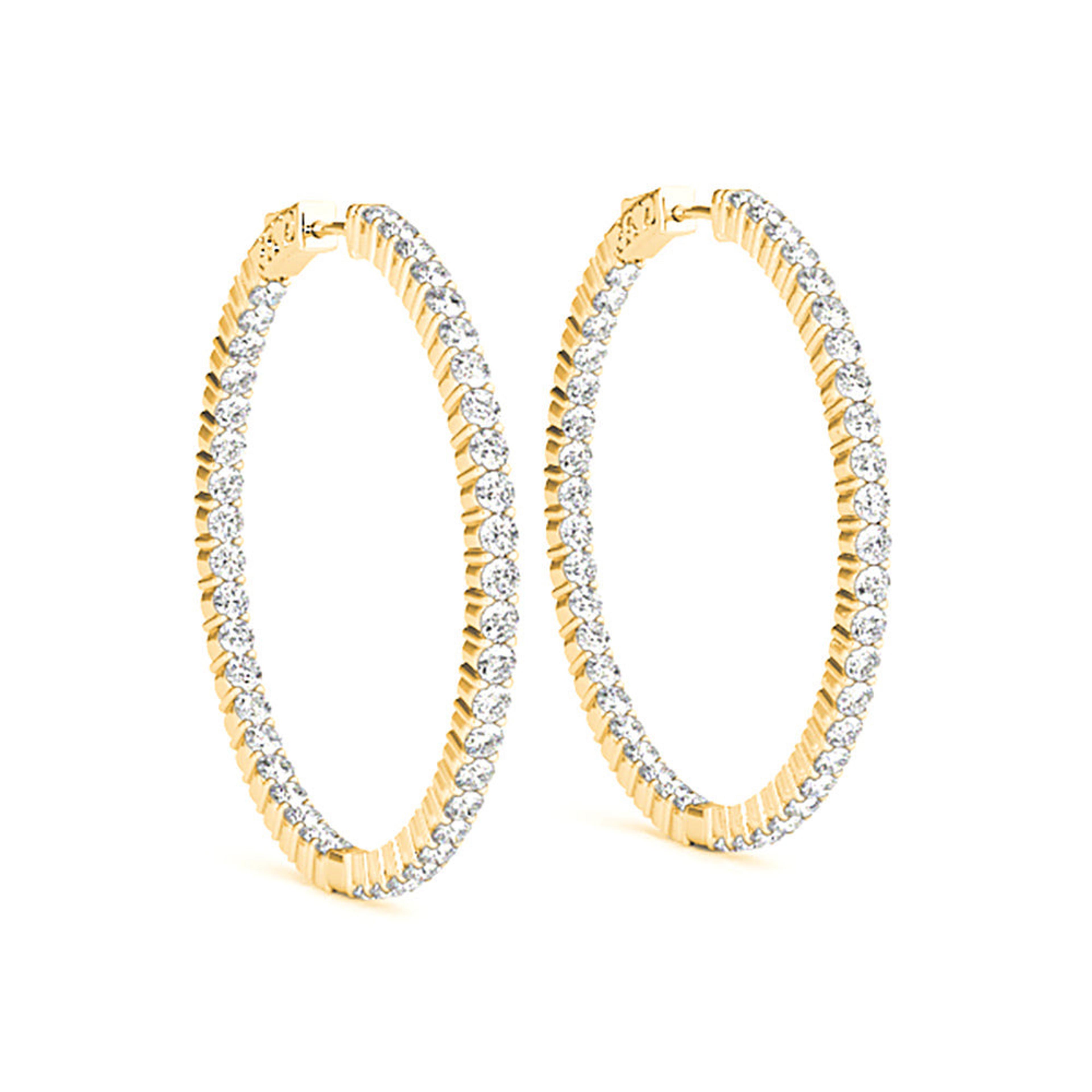 3.00 ctw Diamond Hoop Earrings Inside-Out Style Shared Prong Setting