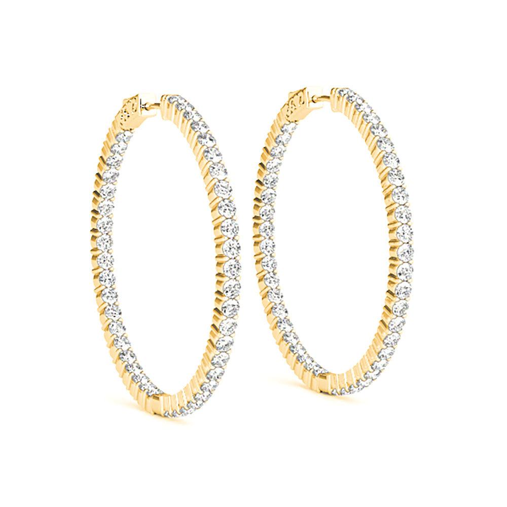 3.00 ctw Diamond Hoop Earrings Inside-Out Style Shared Prong Setting