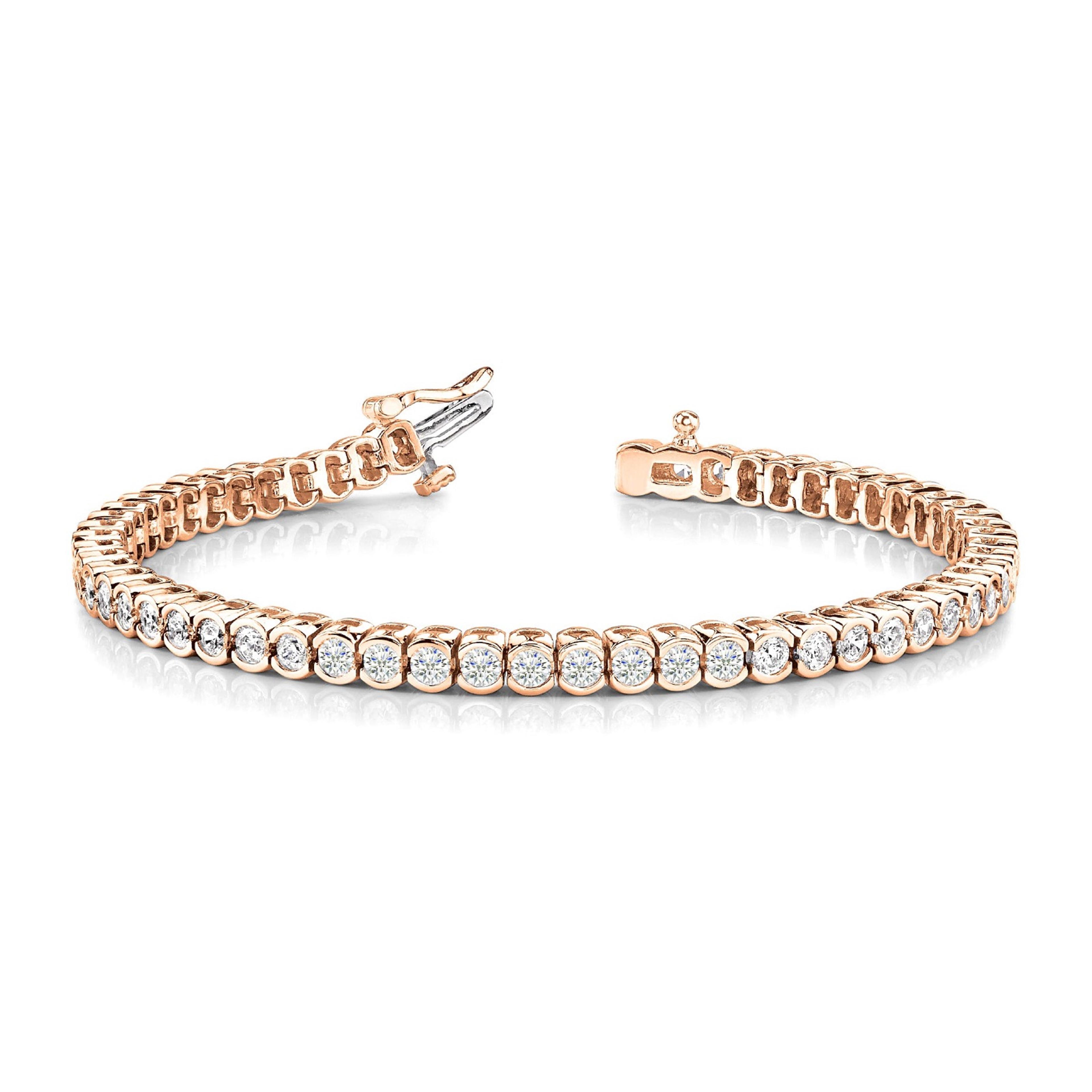 4.00 ctw Round Diamond Bezel Set Tennis Bracelet-VIRABYANI