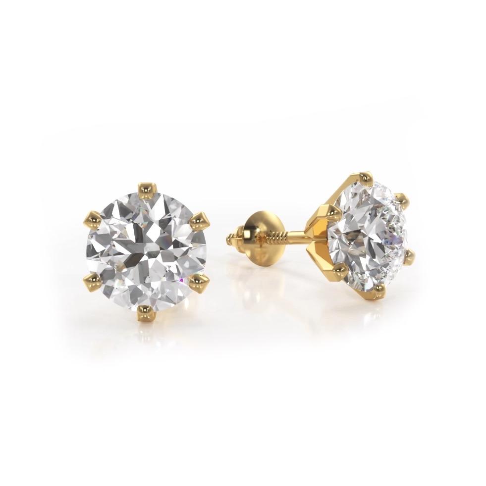 Classic Six Prong Diamond Stud Earrings