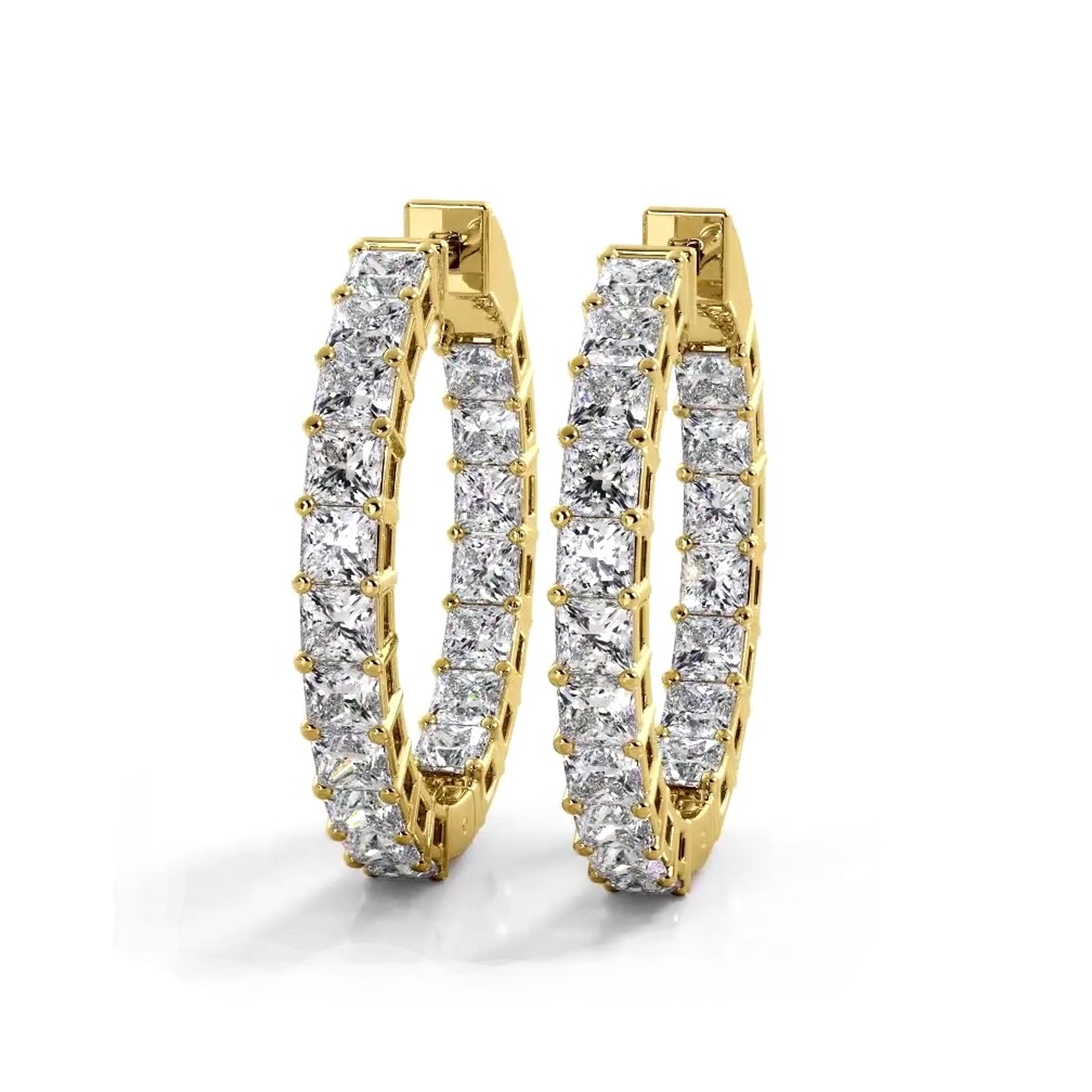 Classic 5.50 ctw. Princess Cut Diamond Hoop Earrings