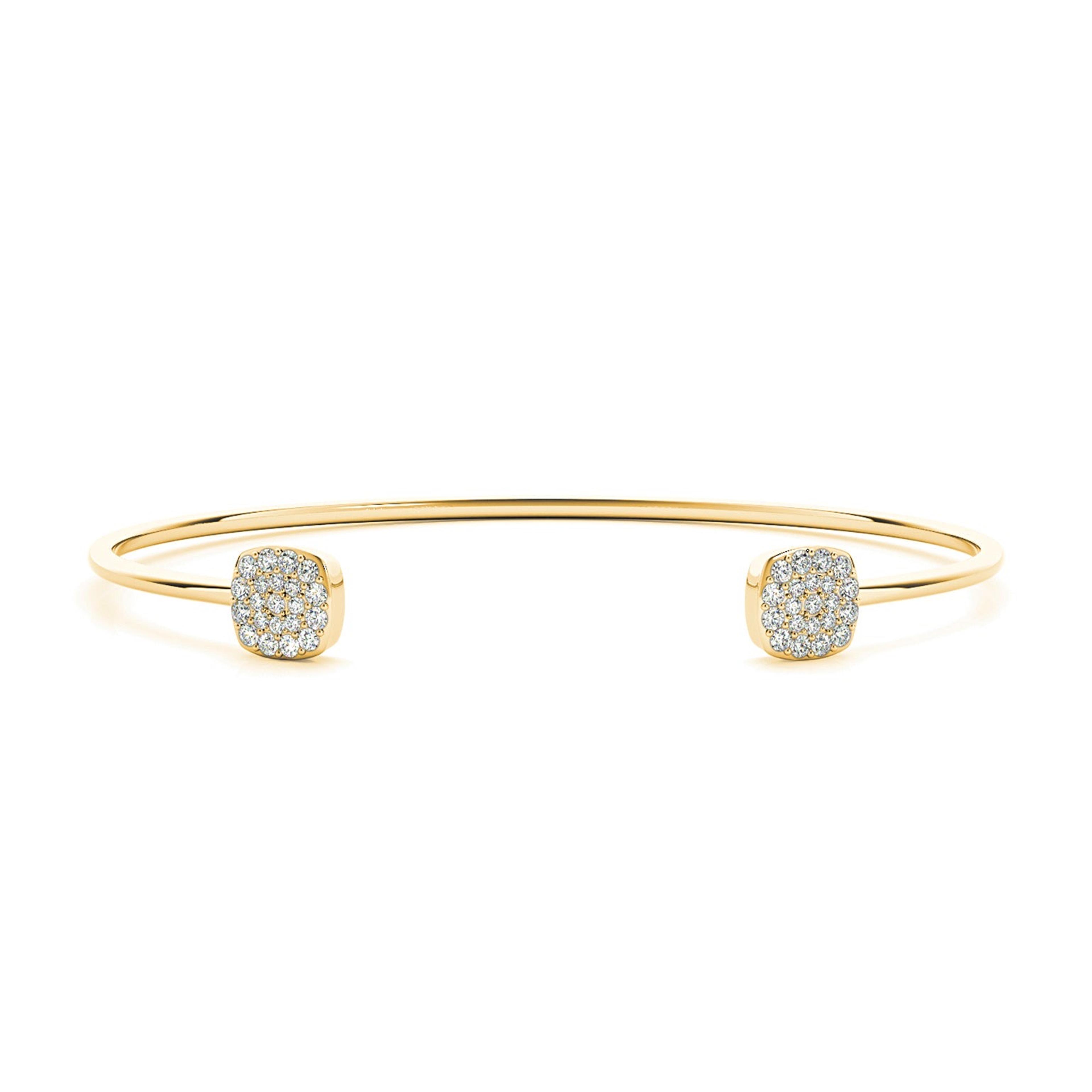 Cushion Cluster 0.35 ctw Round Diamond Cuff Bangle Bracelet-VIRABYANI