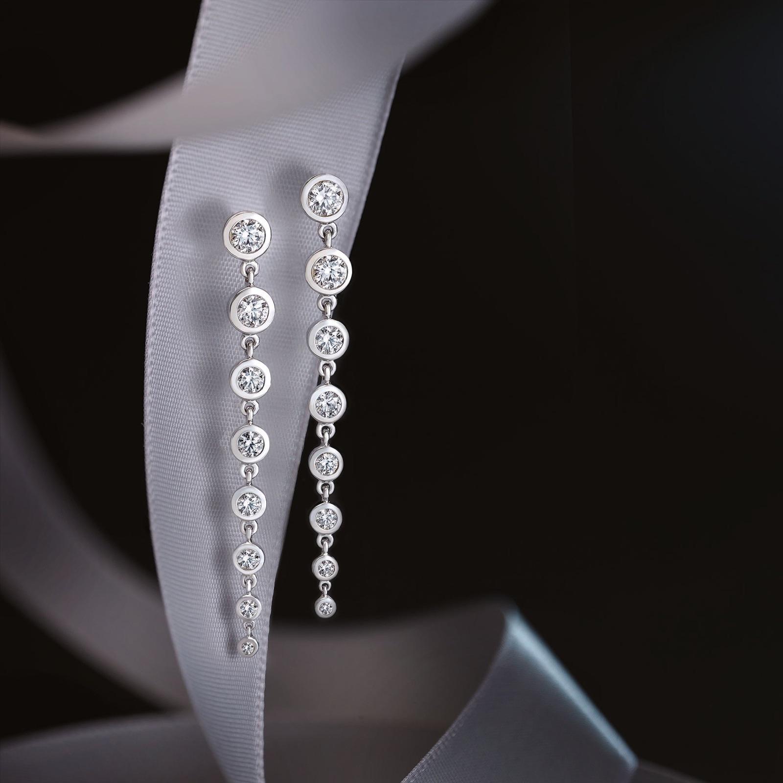 Graduated Diamond Drop Earrings