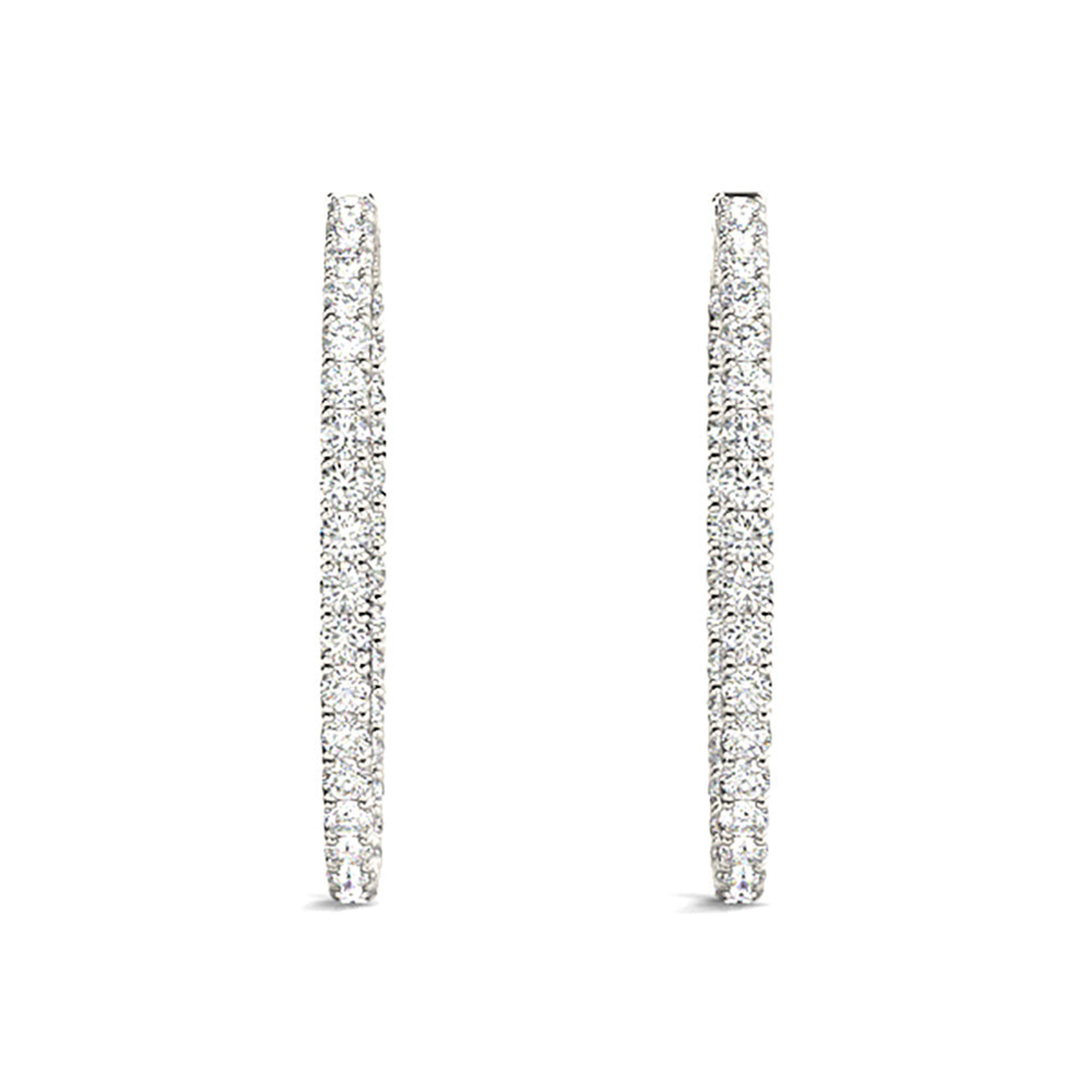 Classic 6.00 ctw Diamond Hoop Earrings Inside-Out Modern Style