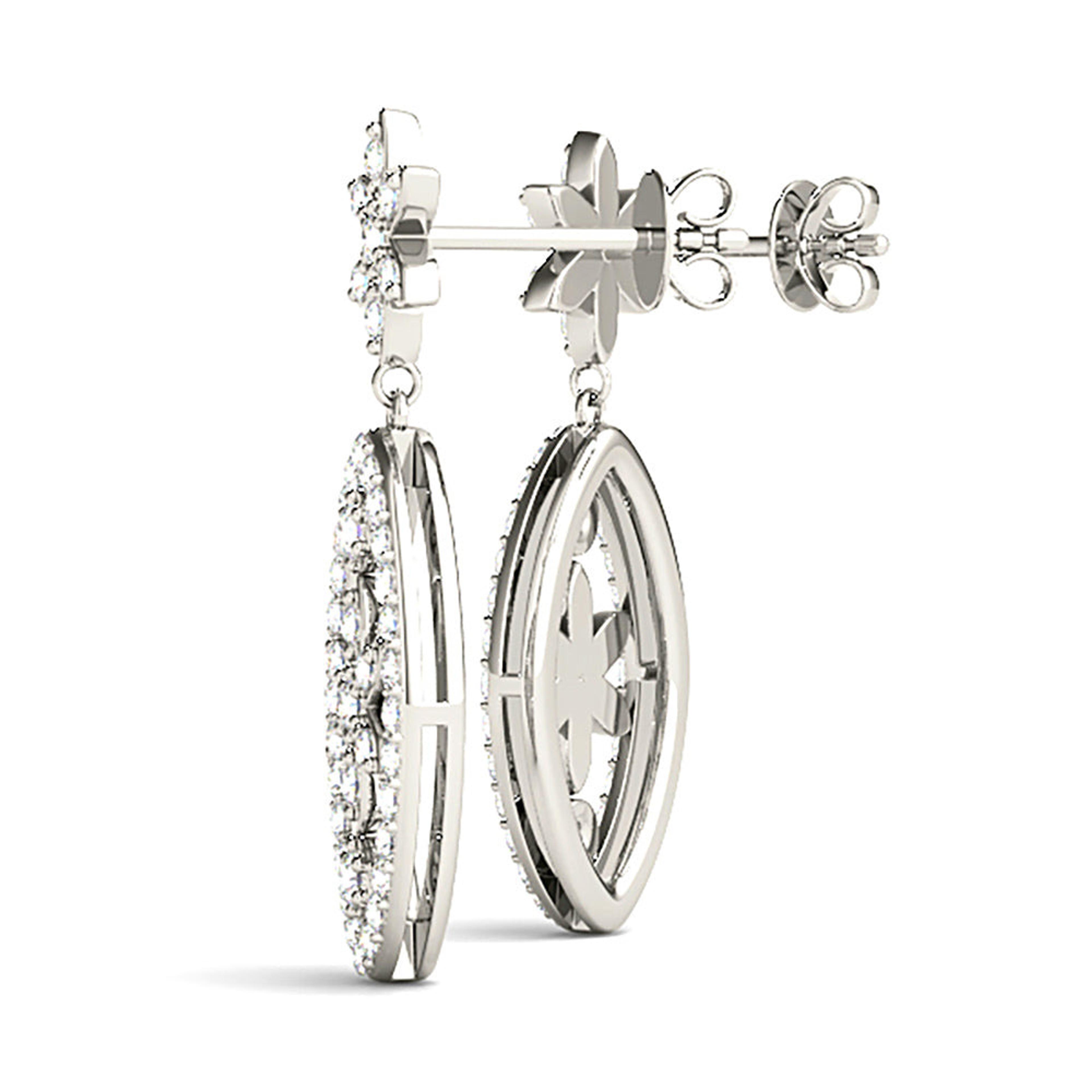 0.50 ctw Diamond Drop Flower Earrings-VIRABYANI