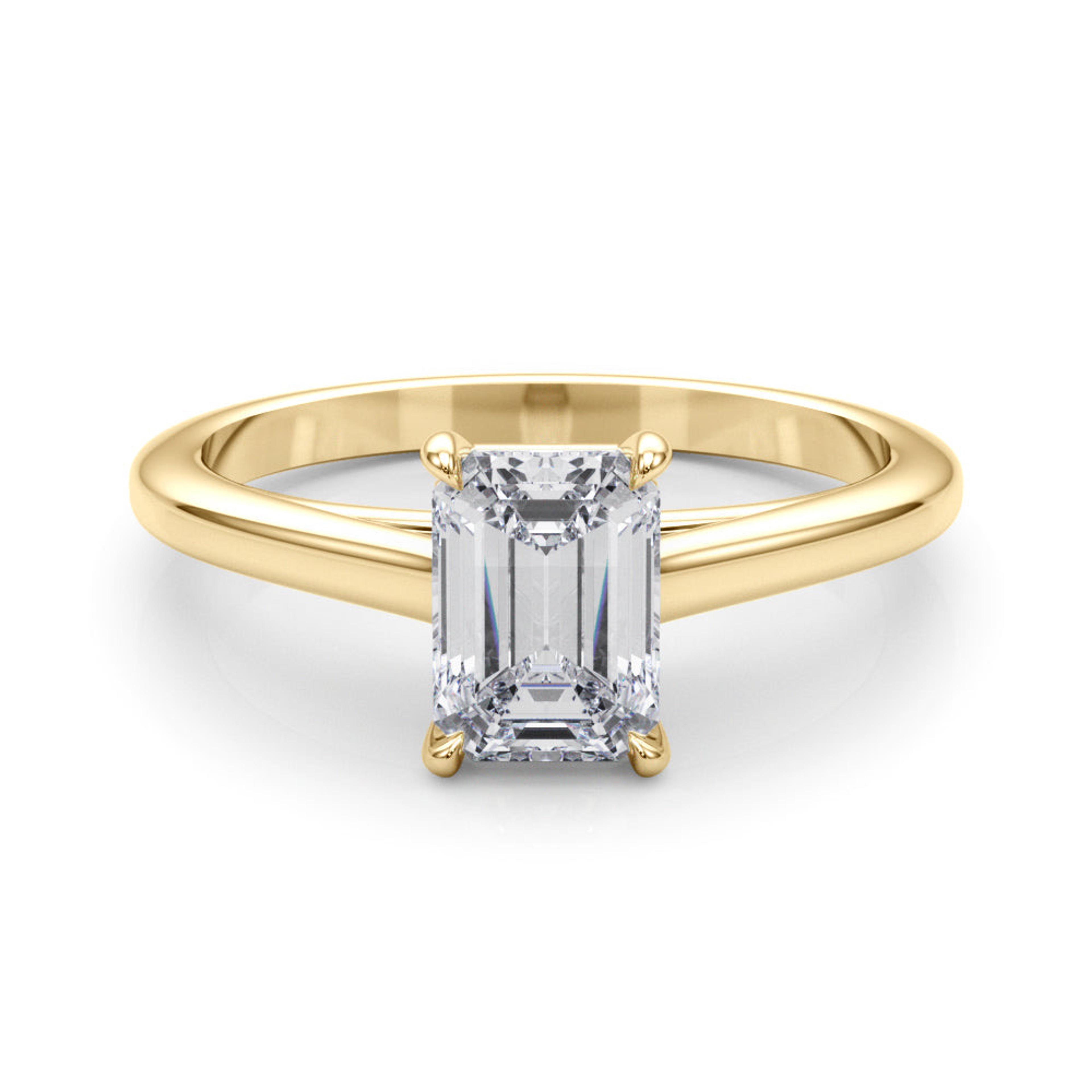 Amelia Emerald Diamond Solitaire Engagement Ring
