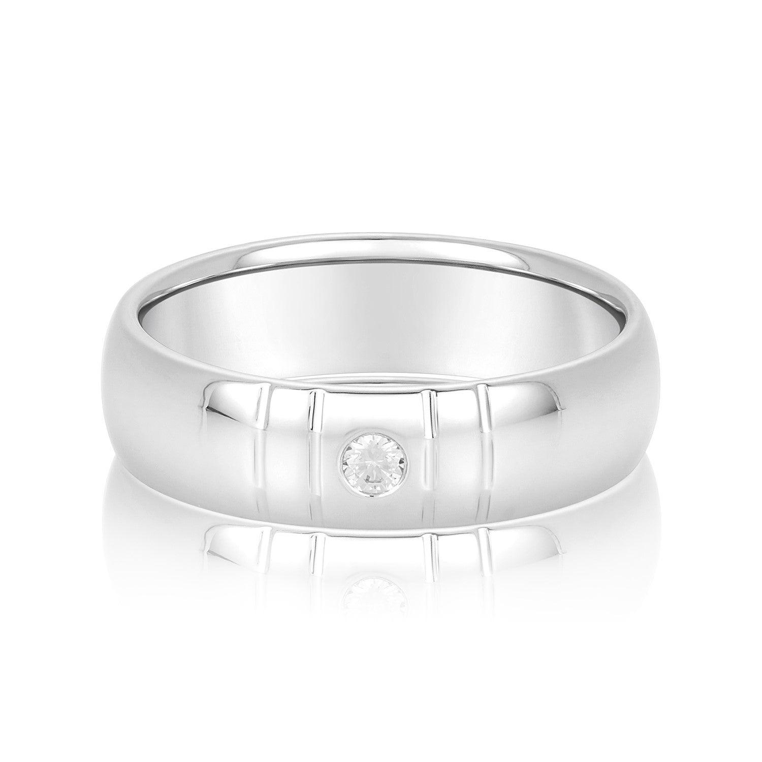 Bezel Set Single Diamond Men's Wedding Band