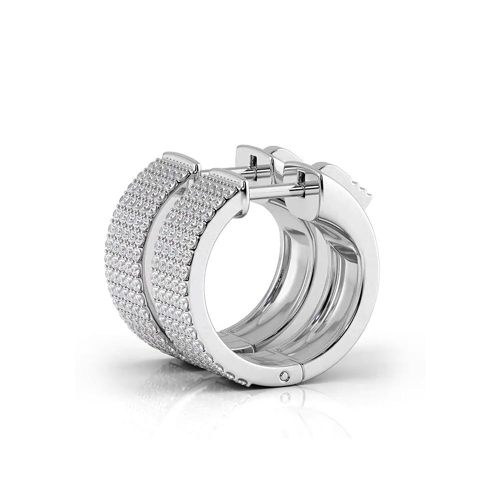 Five Row 1.0 ctw. Round Brilliant Diamond Hoop Earrings Huggie Style