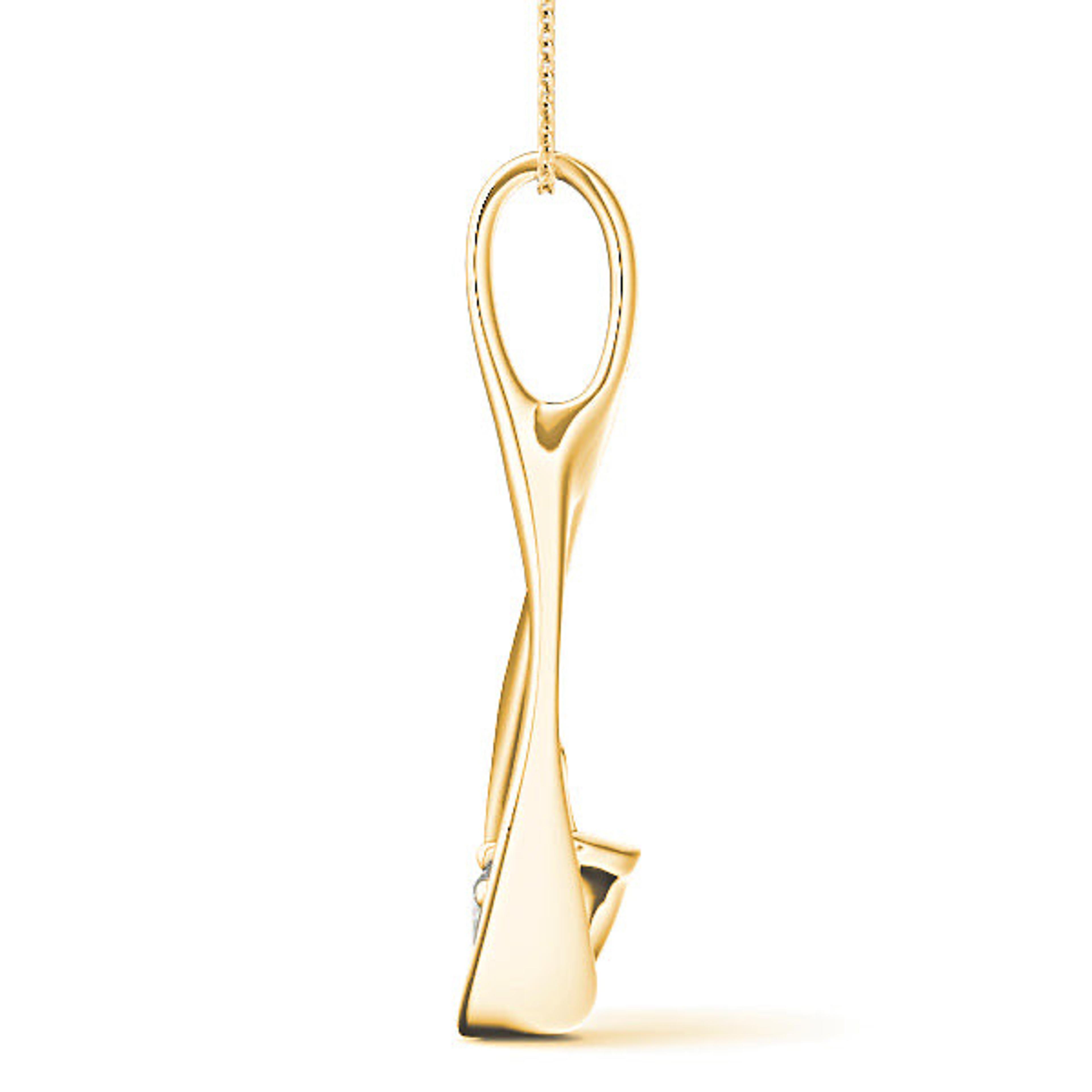 Delicate Ribbon Round Diamond Solitaire Necklace Pendant-VIRABYANI