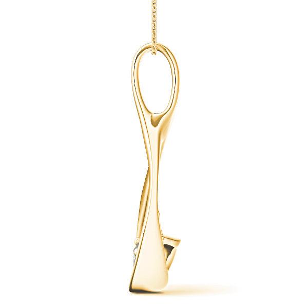 Delicate Ribbon Round Diamond Solitaire Necklace Pendant-VIRABYANI
