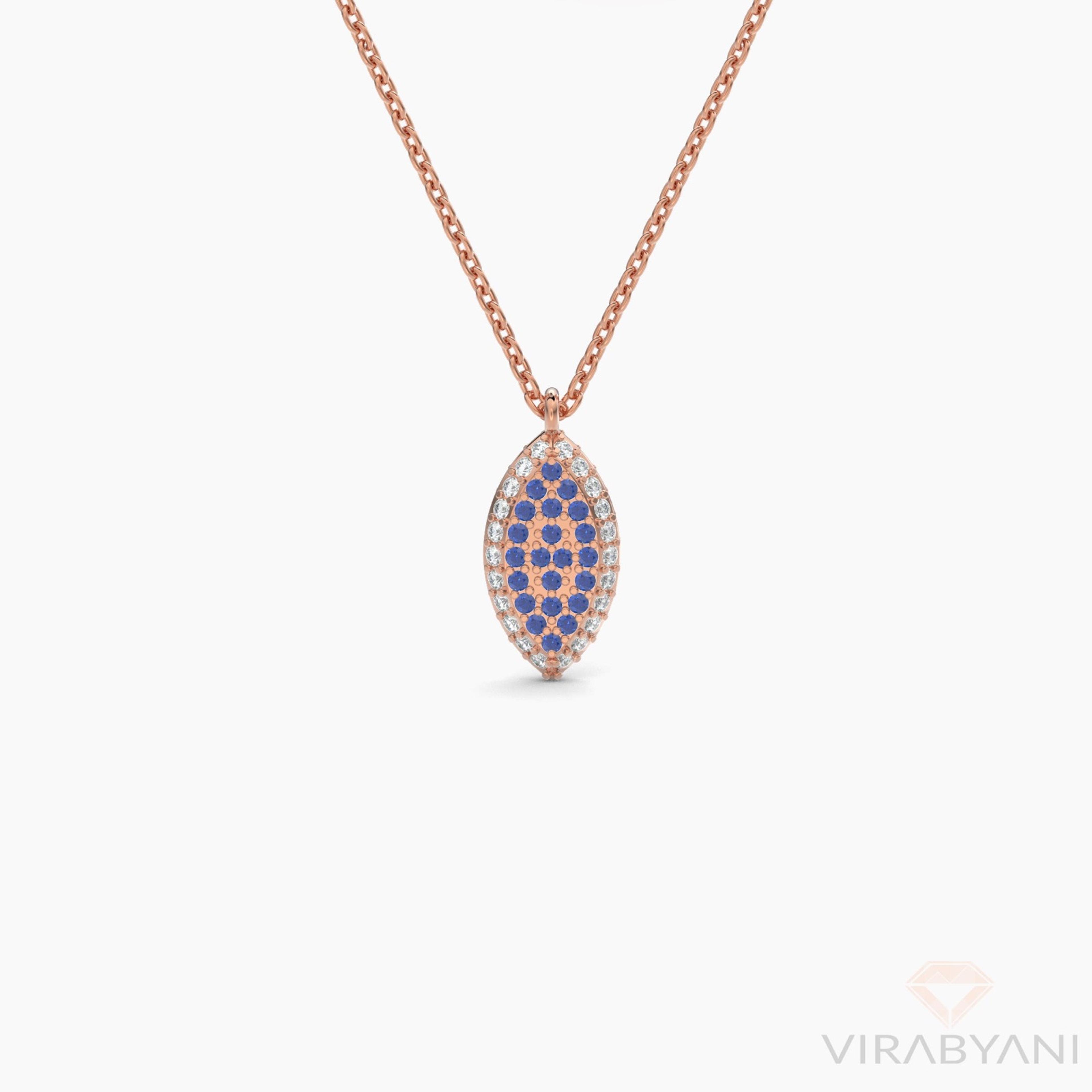 Double Sided Diamond & Sapphire Marquise Shaped AMoré Pavé Necklace