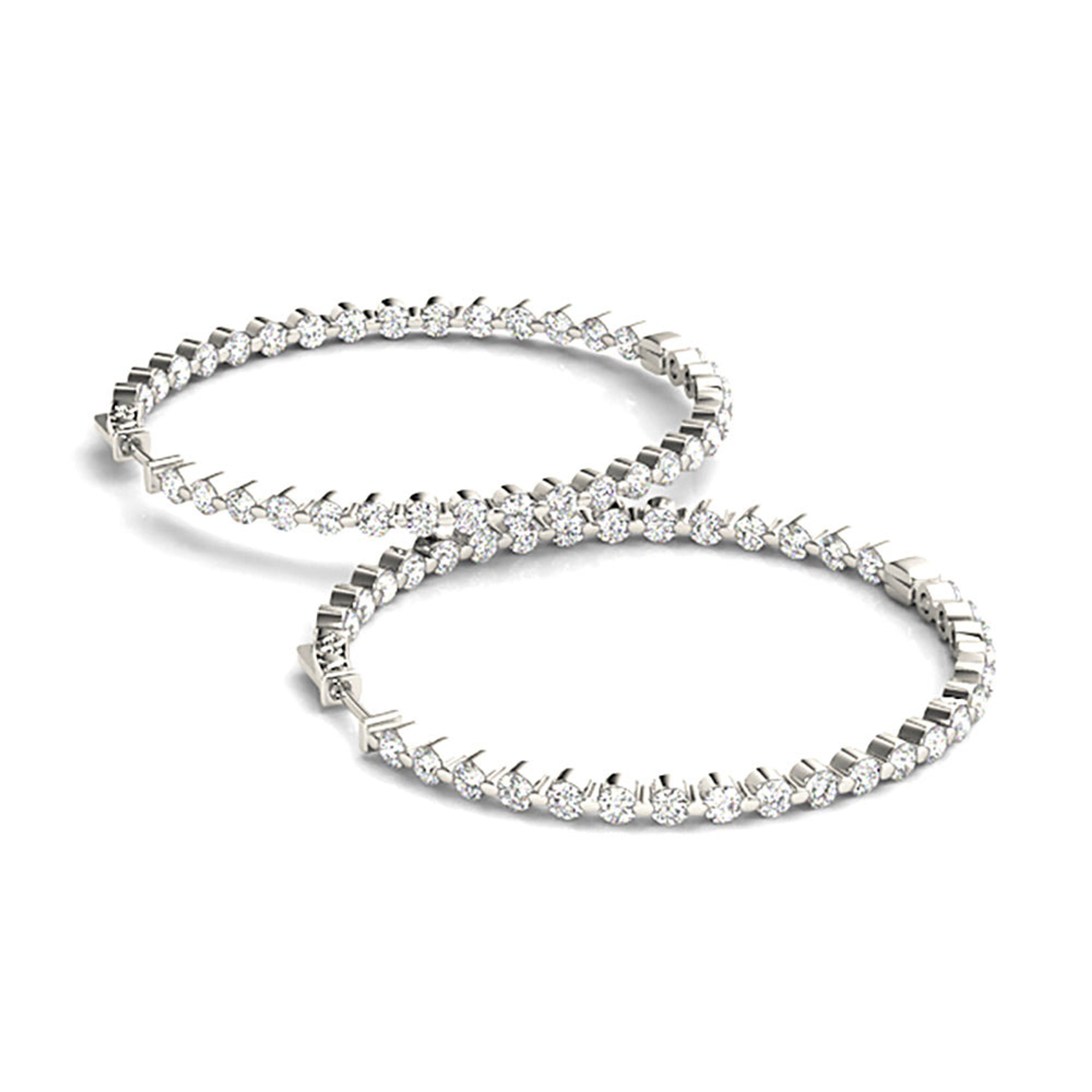 6.0 ct. Floating Diamond Hoop Earrings Inside-Out Style