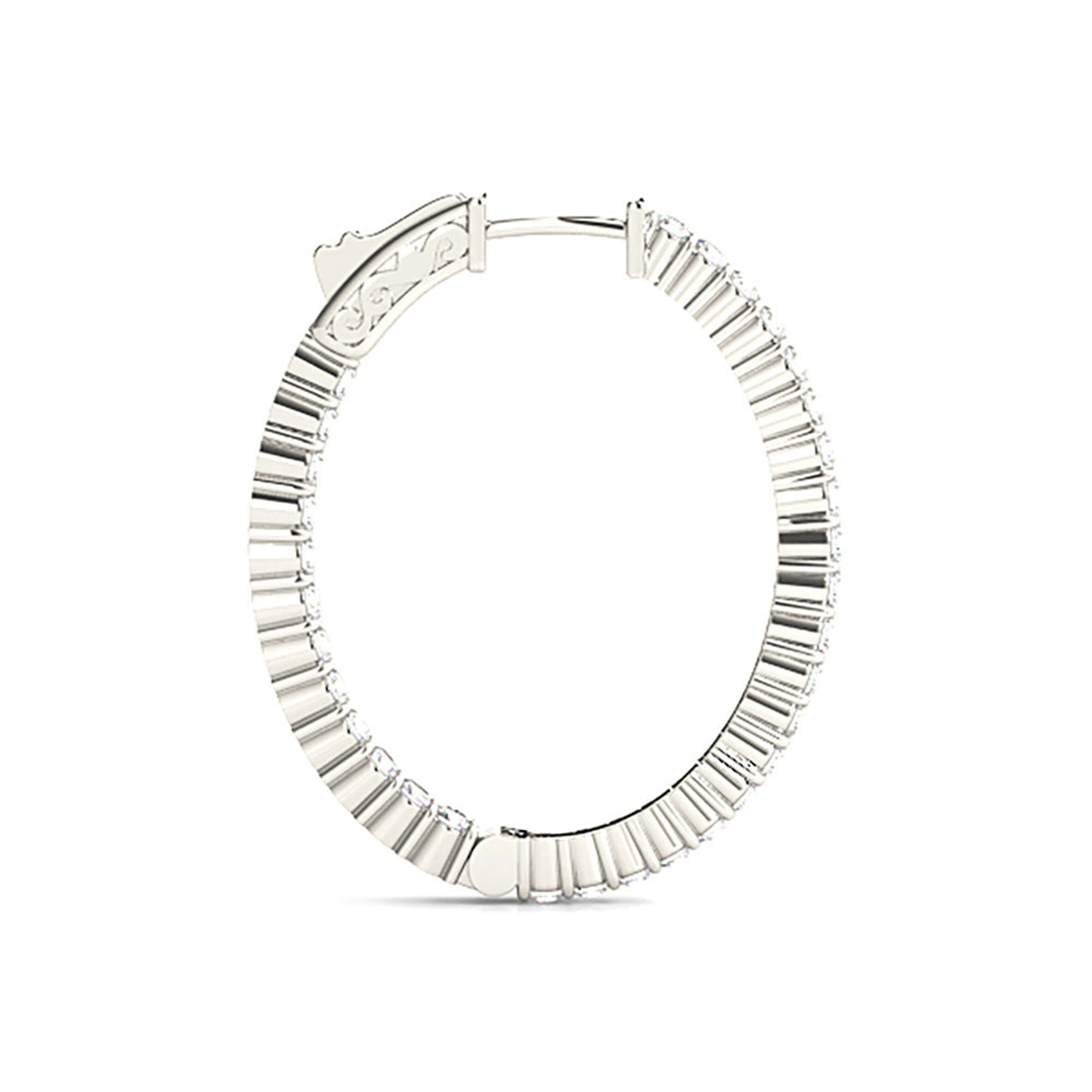 Classic Inside-Out 2.00 ctw Diamond Hoop Earrings Shared Prong