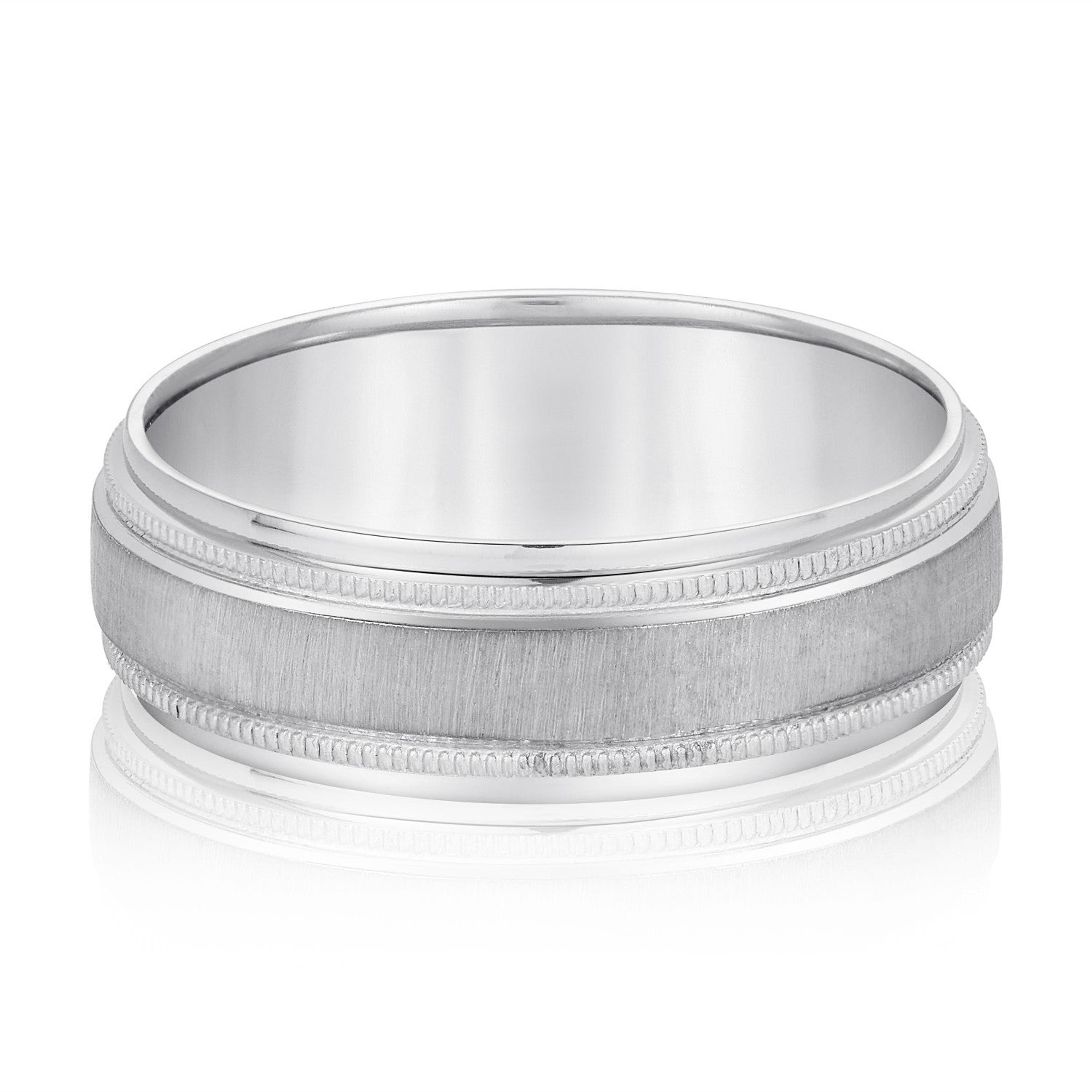Milgrain Pattern Groove Men's Wedding Band