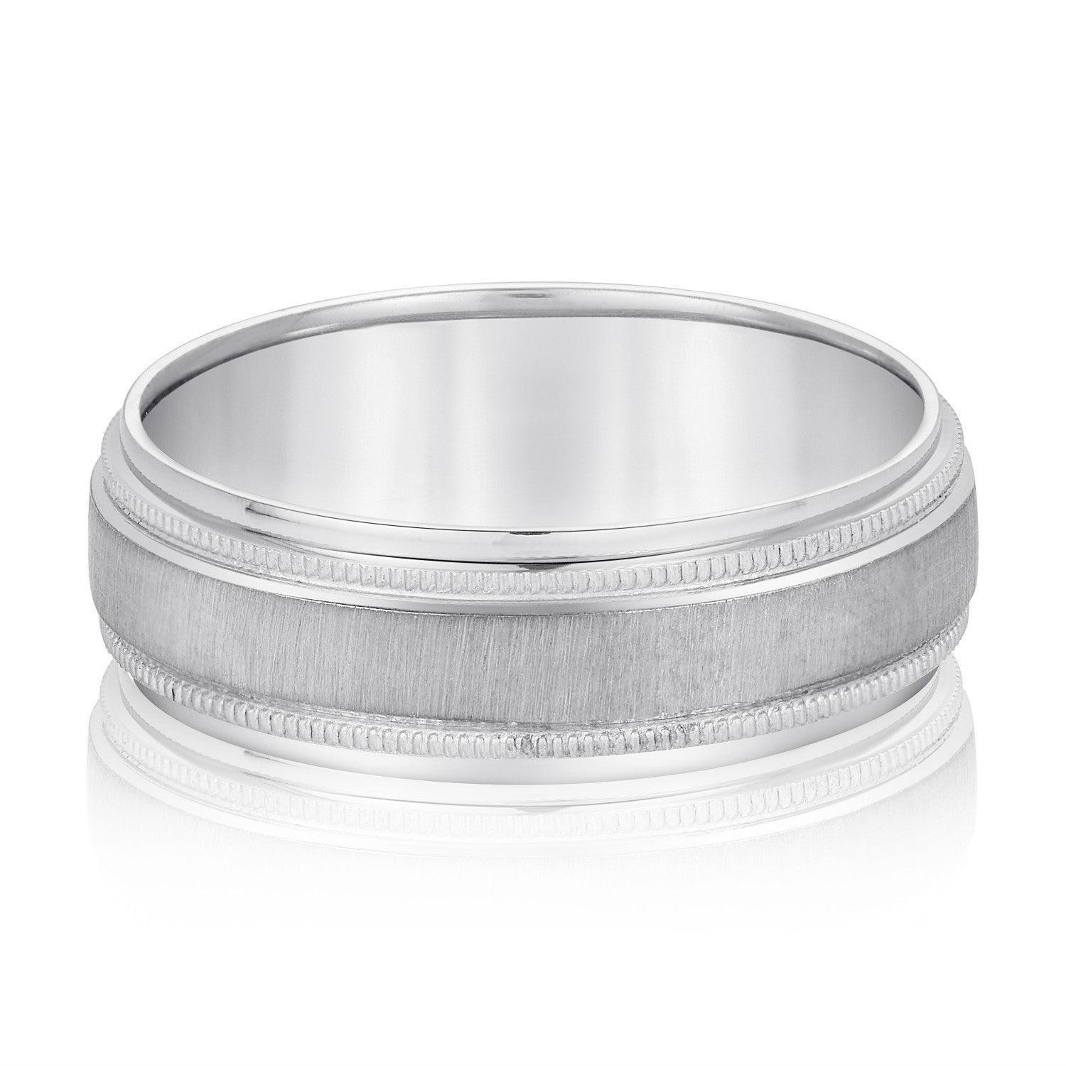 Milgrain Pattern Groove Men's Wedding Band