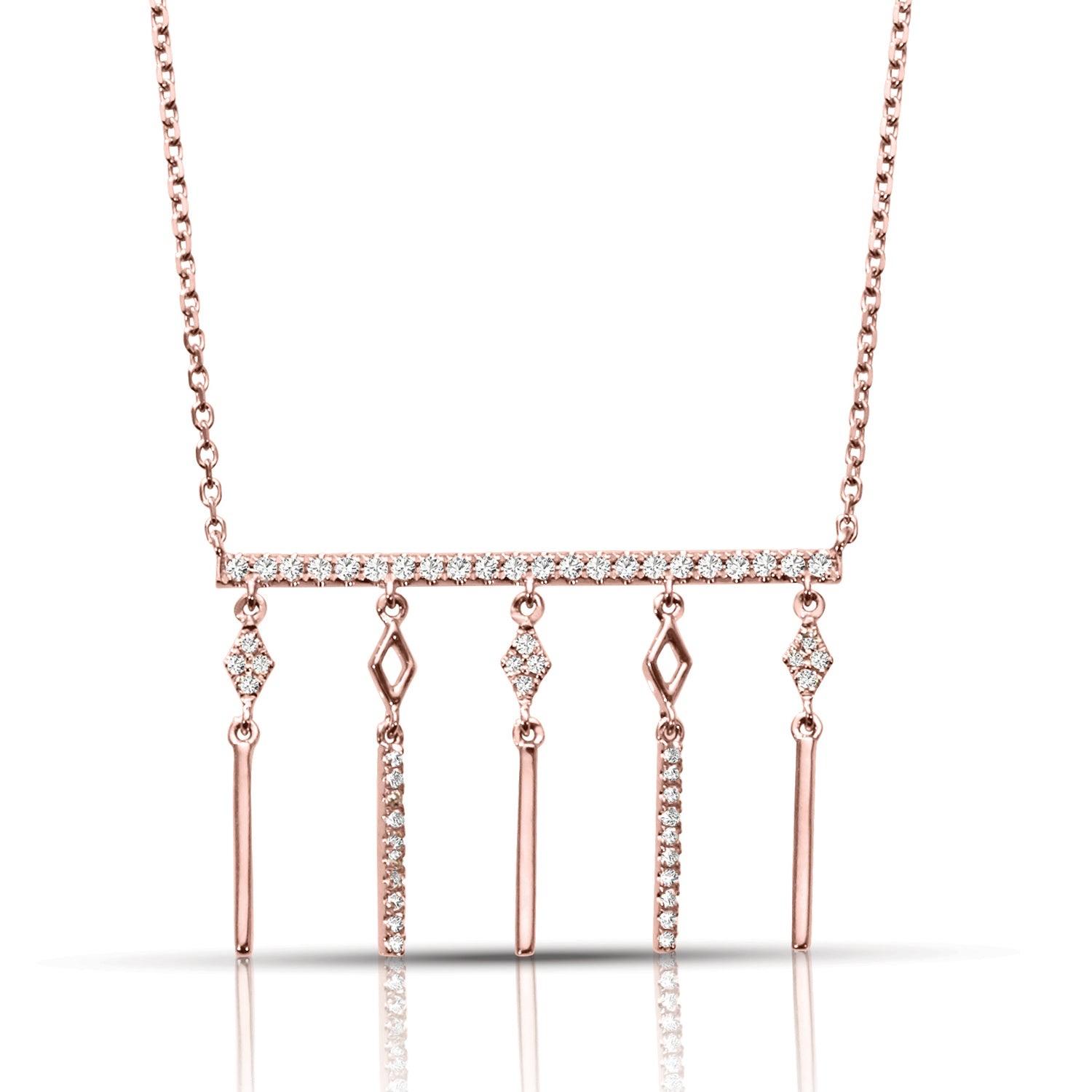 0.25 ctw Diamond Fashion Bar Necklace Pendant-VIRABYANI