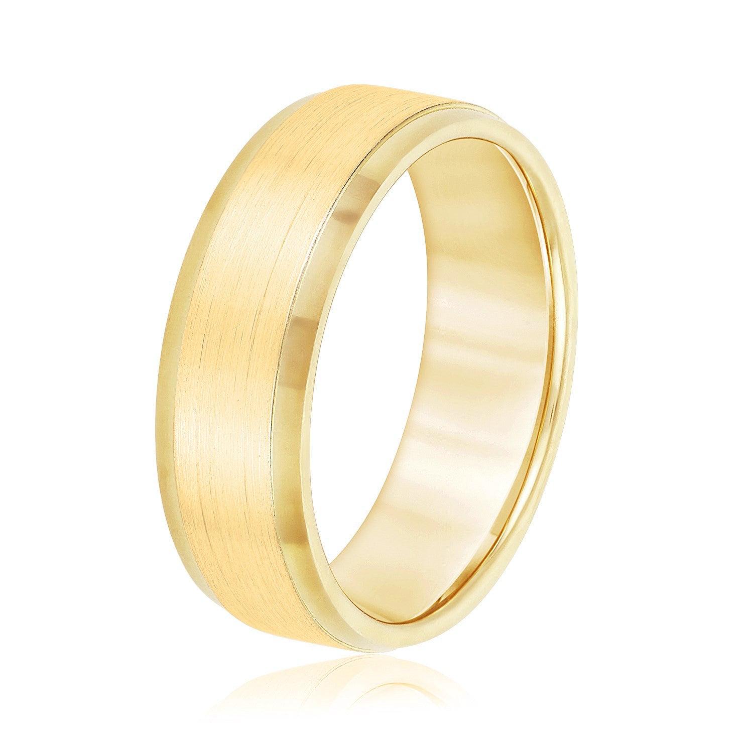 Men's Comfort Fit Brushed Bevel Edge Classic Band