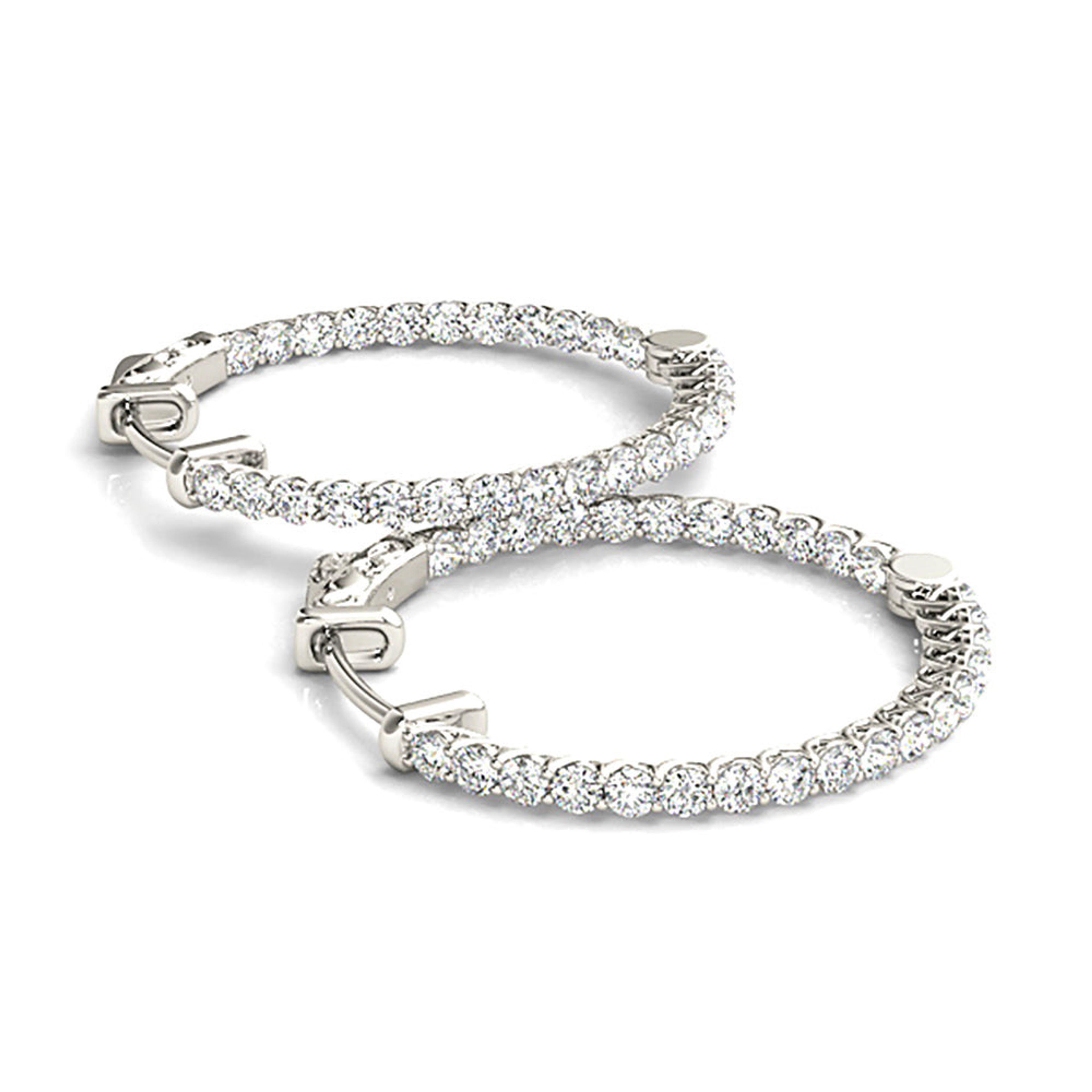 2.00 ctw Diamond Hoop Earrings Inside-Out Style