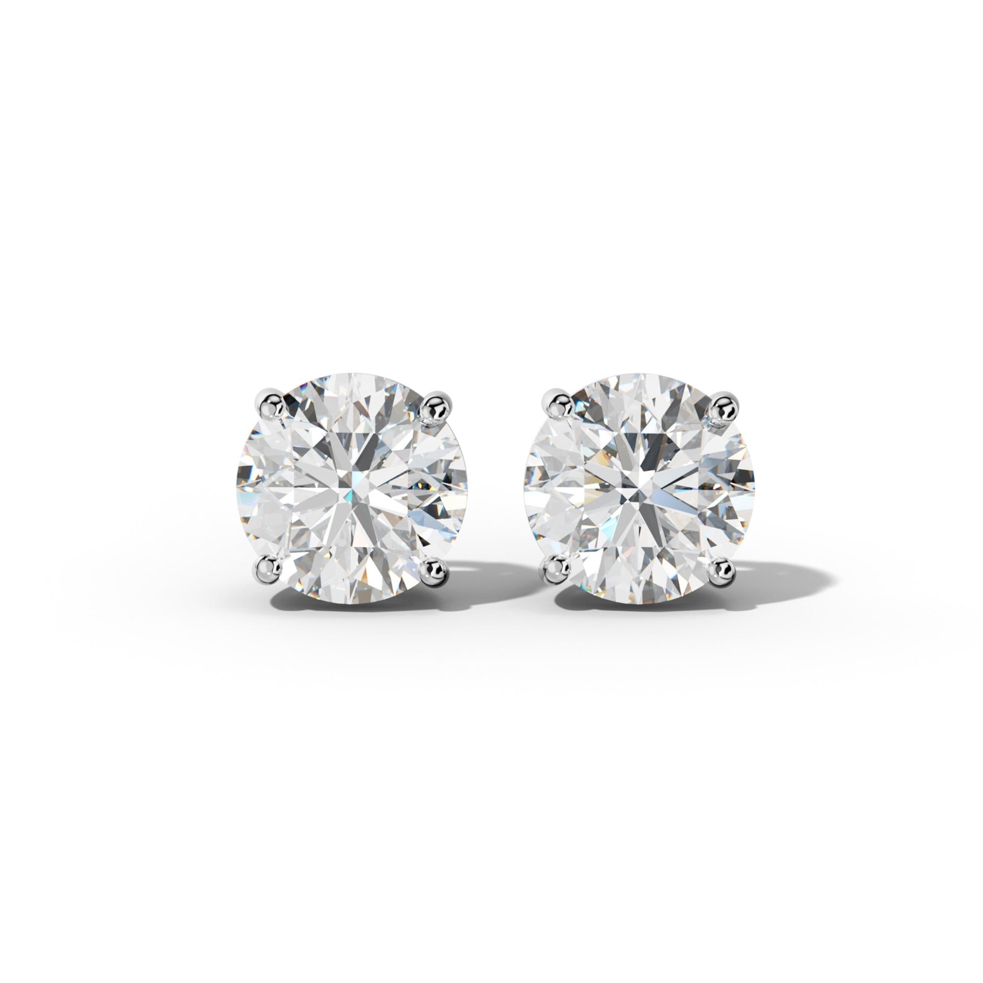 Round Diamond Stud Earrings With Classic Prongs