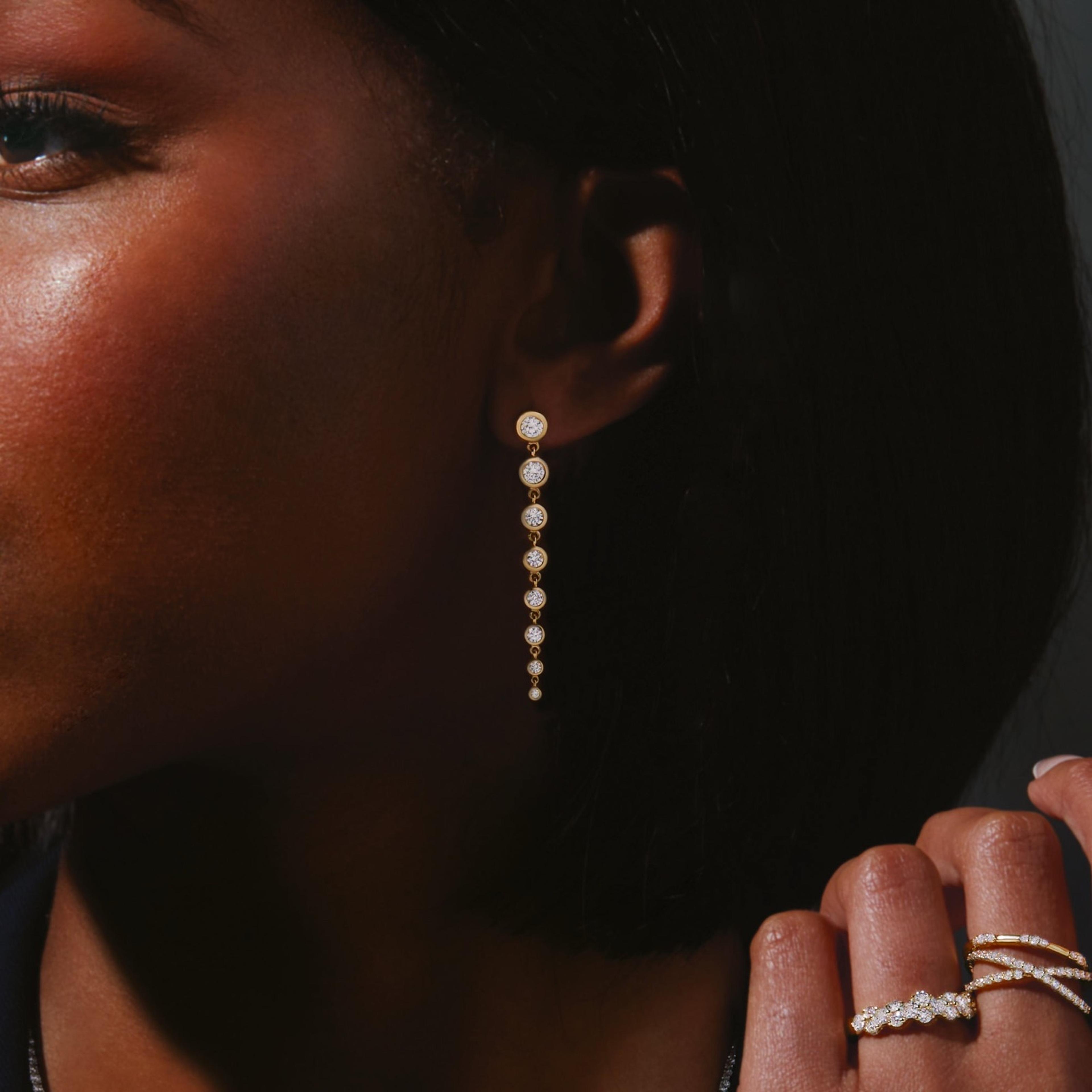 Graduated Diamond Drop Earrings