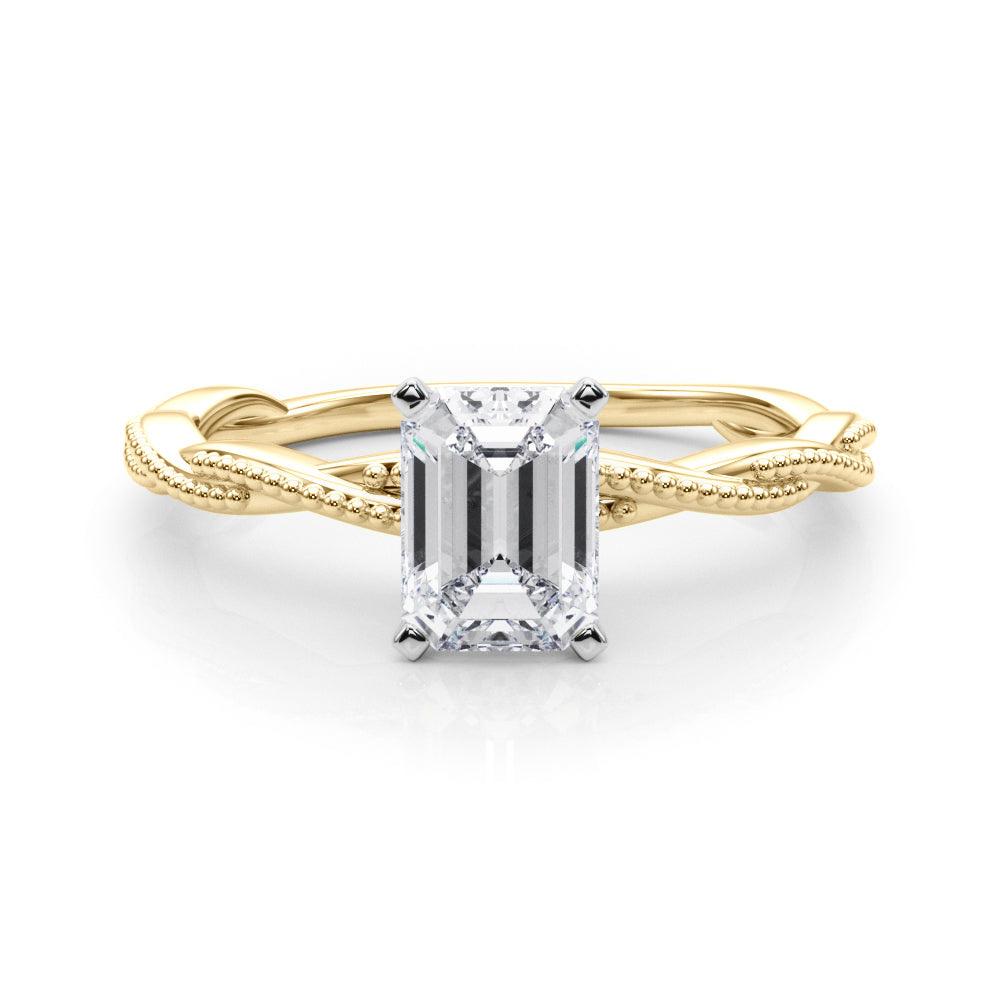 Anastasia Twisted Vine Emerald Diamond Solitaire Engagement Ring