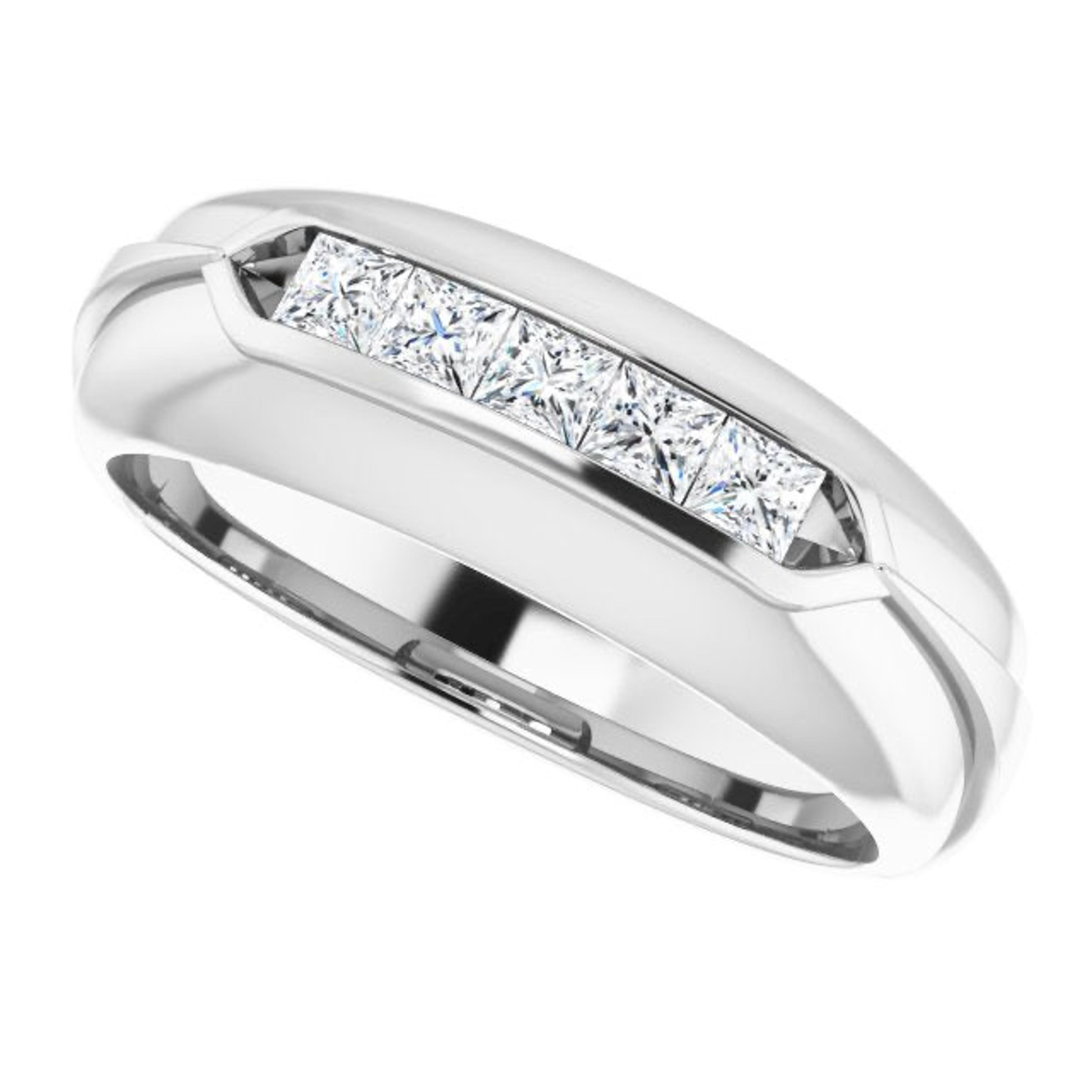 Five Stone 0.50 ctw Channel Set Princess Diamond Men's Ring Success