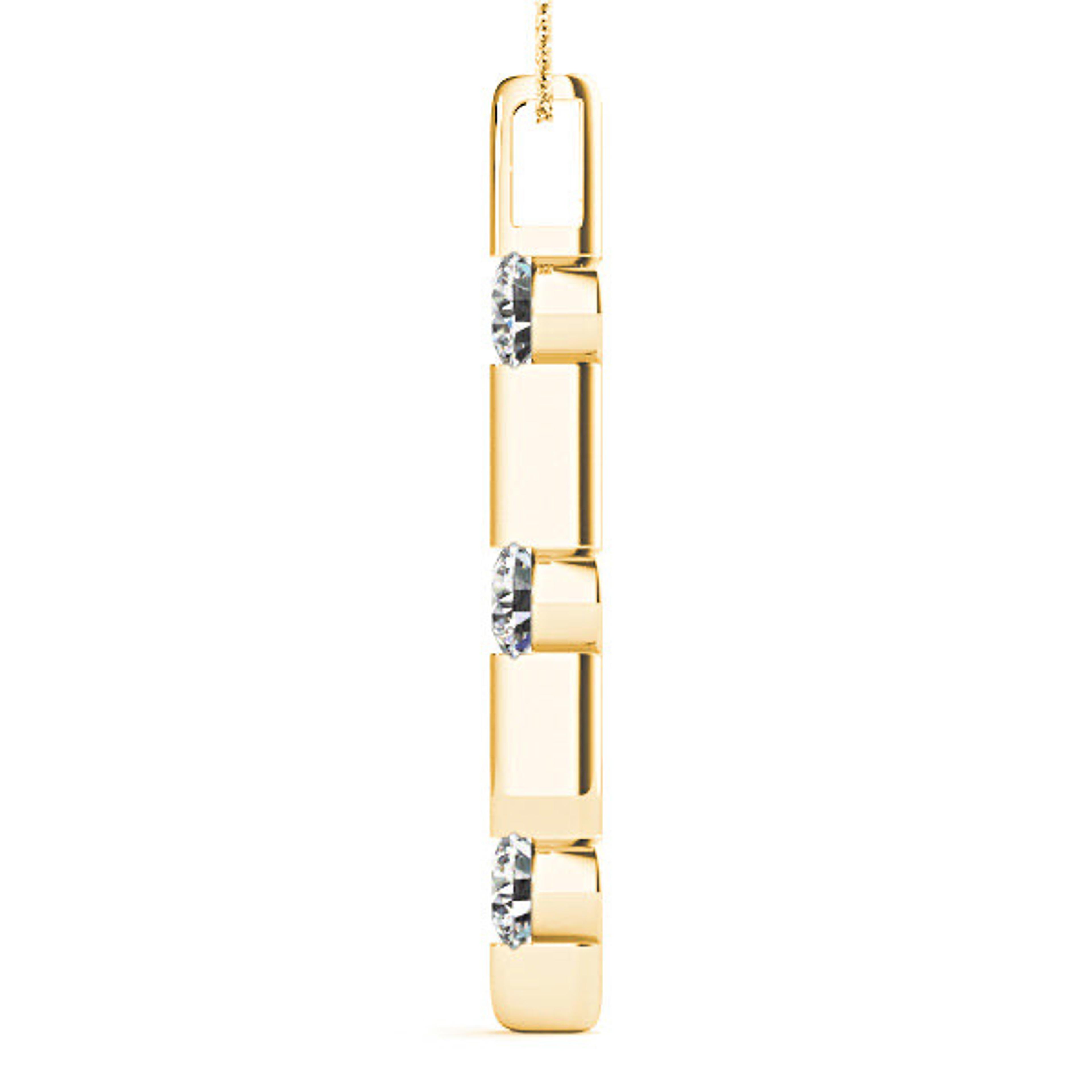 Bar Set 1.00 ctw Diamond Three Stone Necklace Pendant-VIRABYANI