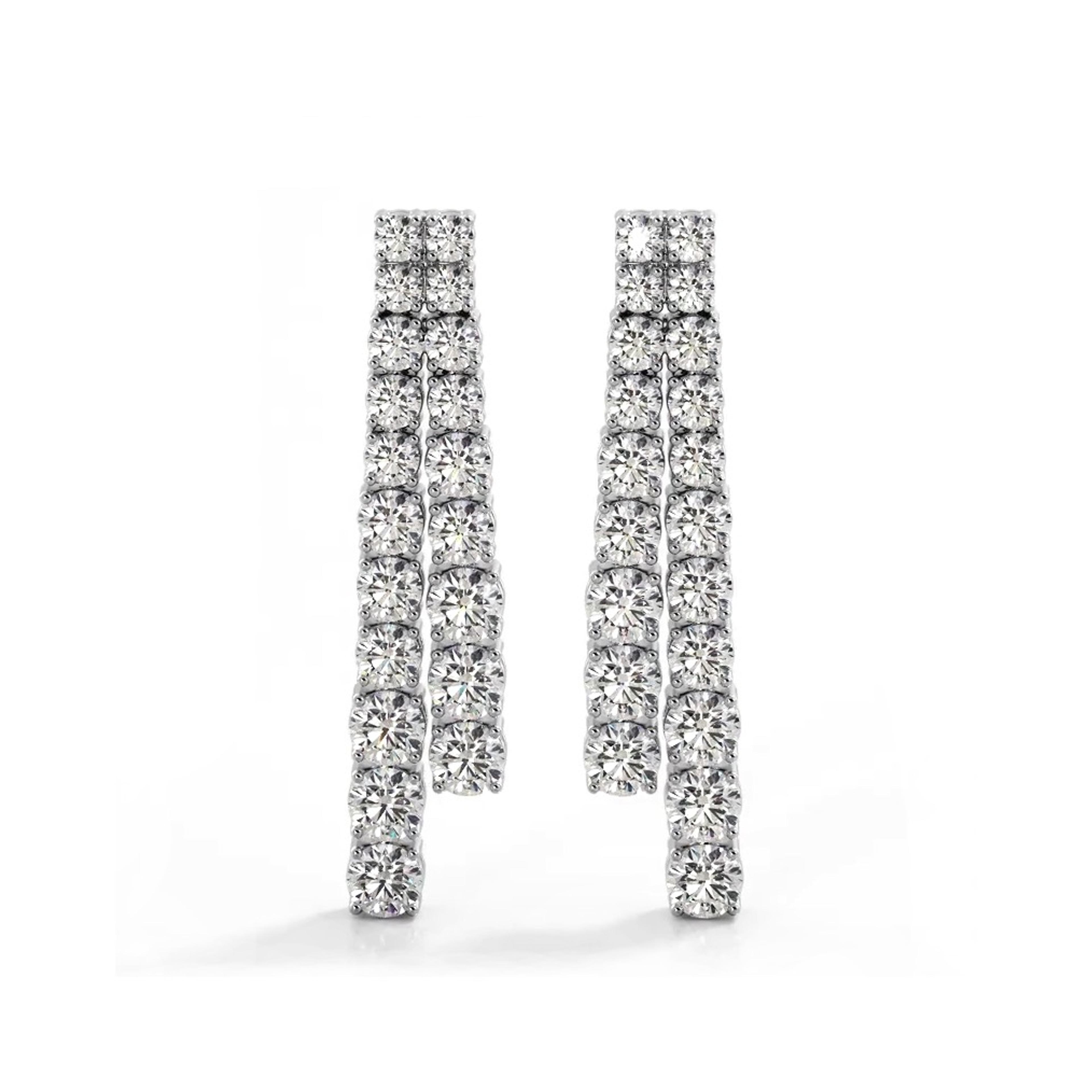 2.50 ctw. Graduated Round Diamond Two Row Drop Earrings