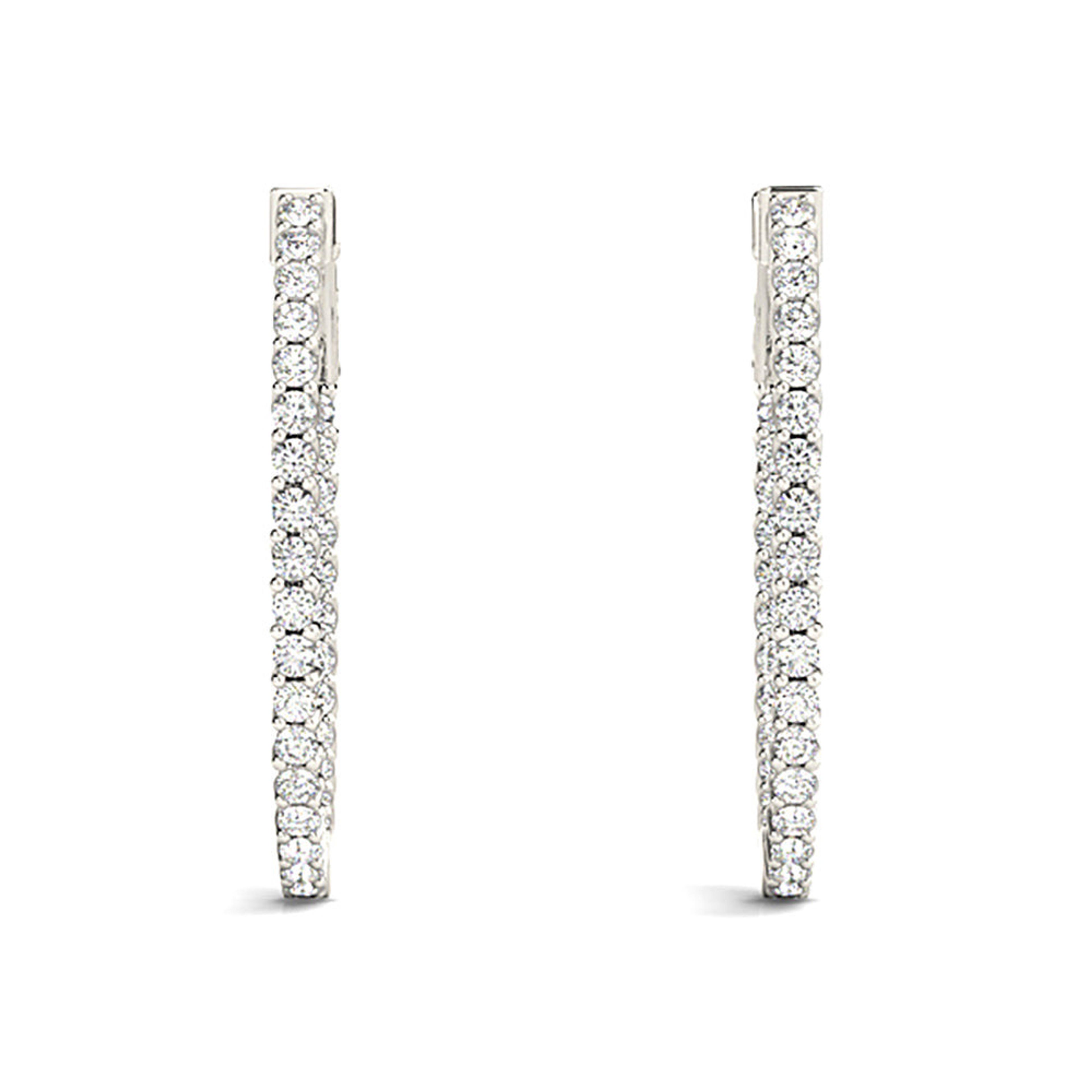 3.25 ctw Round Diamond Hoop Earrings Inside-Out Oval Shape