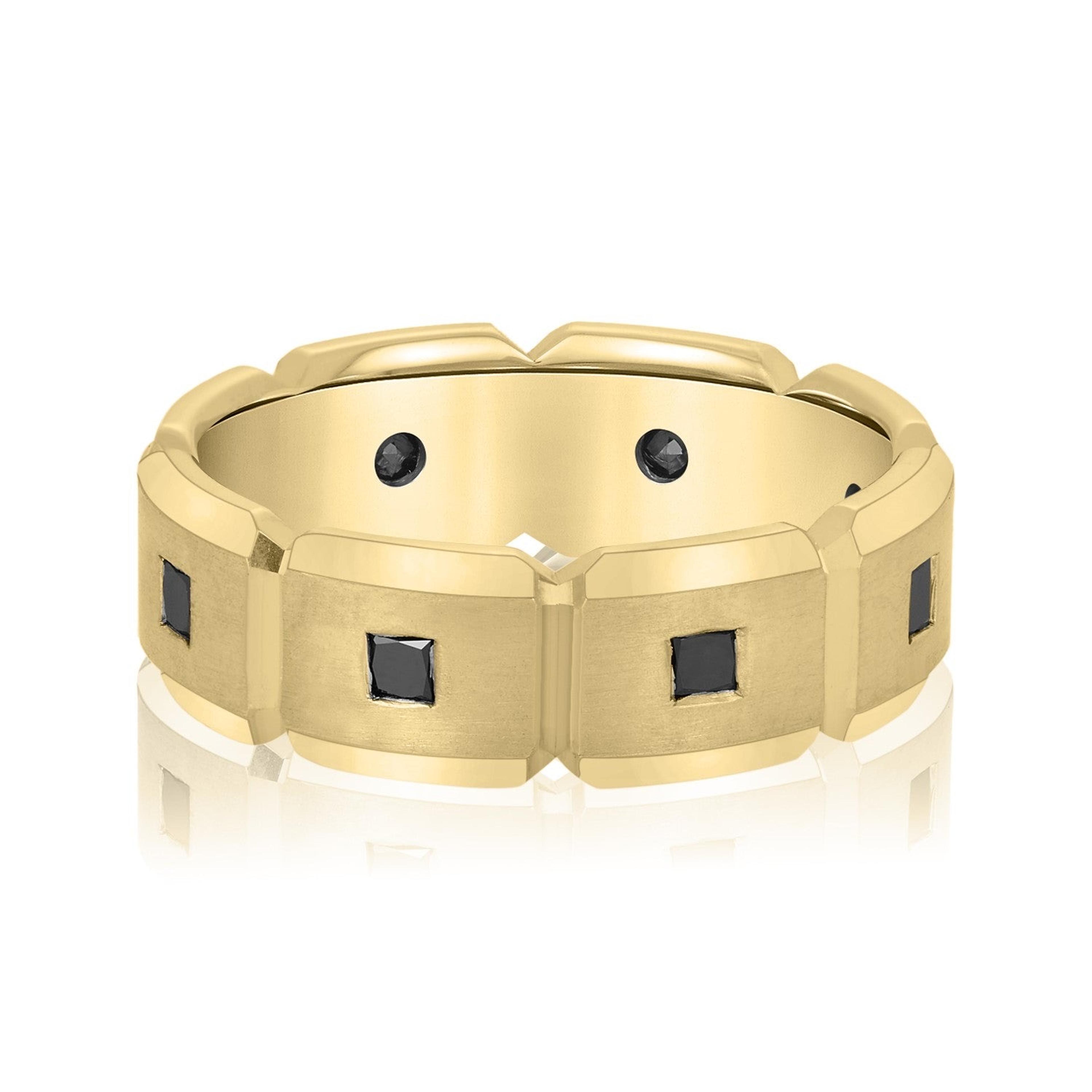 Men's Black Diamond Brick Squared Accented Wedding Band