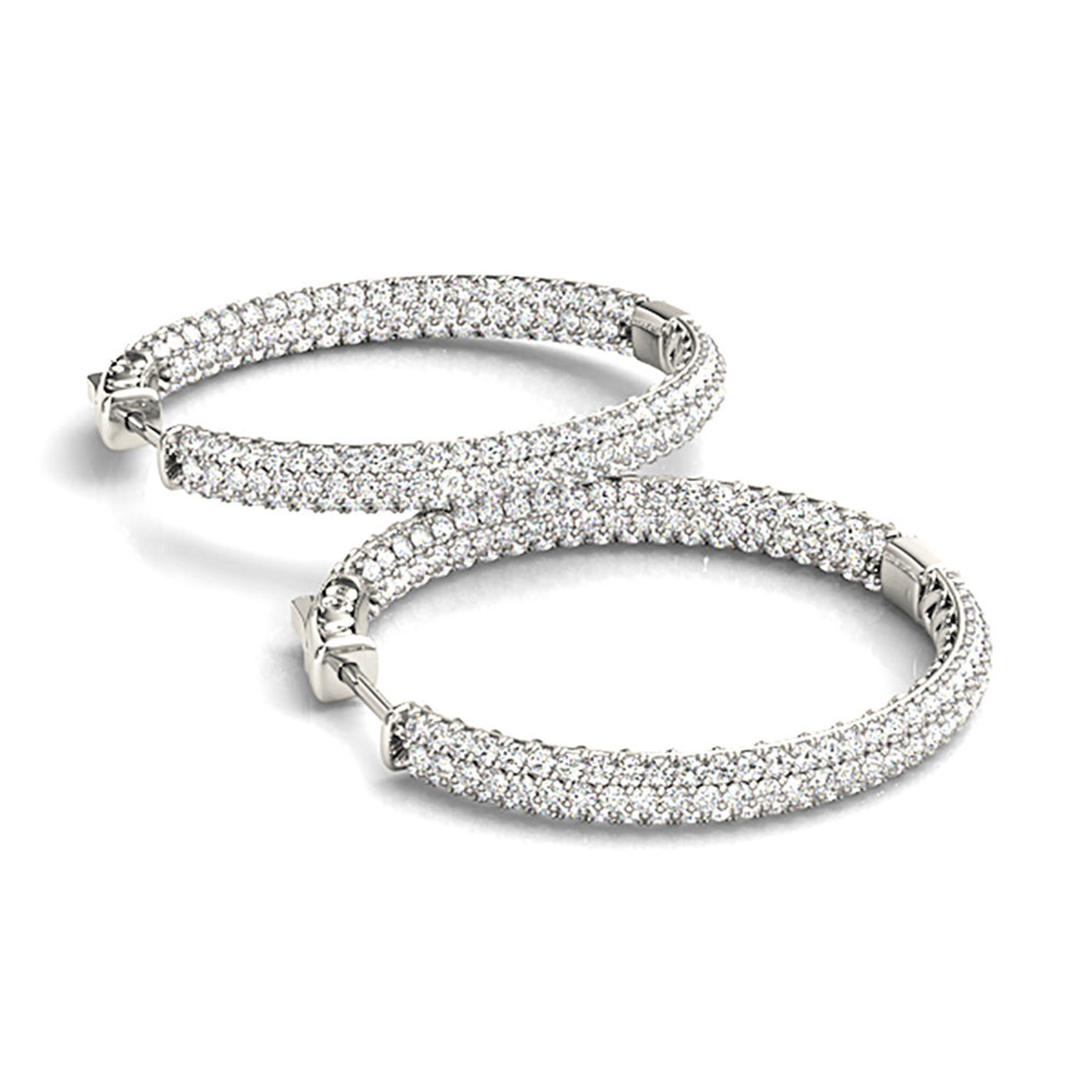 4.0 ctw Diamond Pave Hoop Earrings Inside-Out Style
