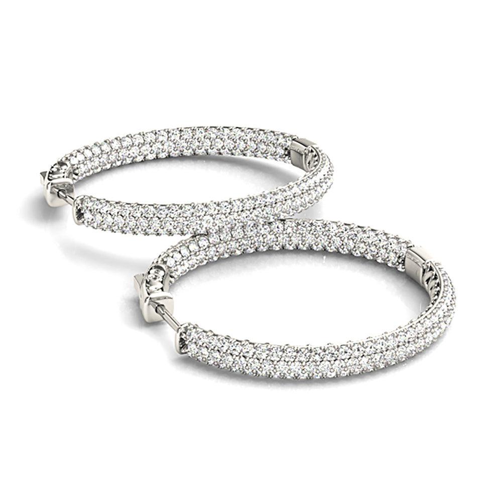 4.0 ctw Diamond Pave Hoop Earrings Inside-Out Style