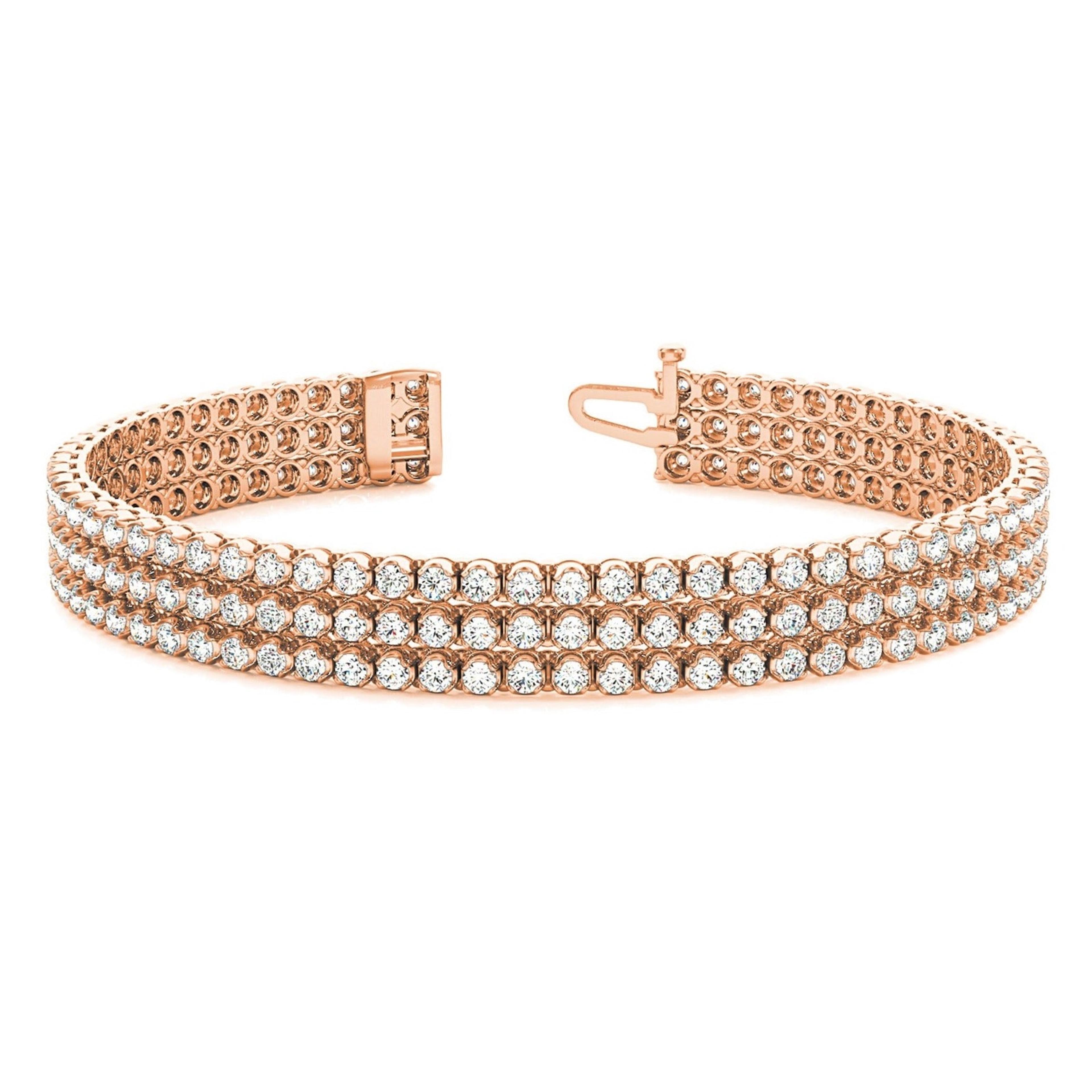 3.75 ctw Round Diamond Three Row Tennis Bracelet-VIRABYANI