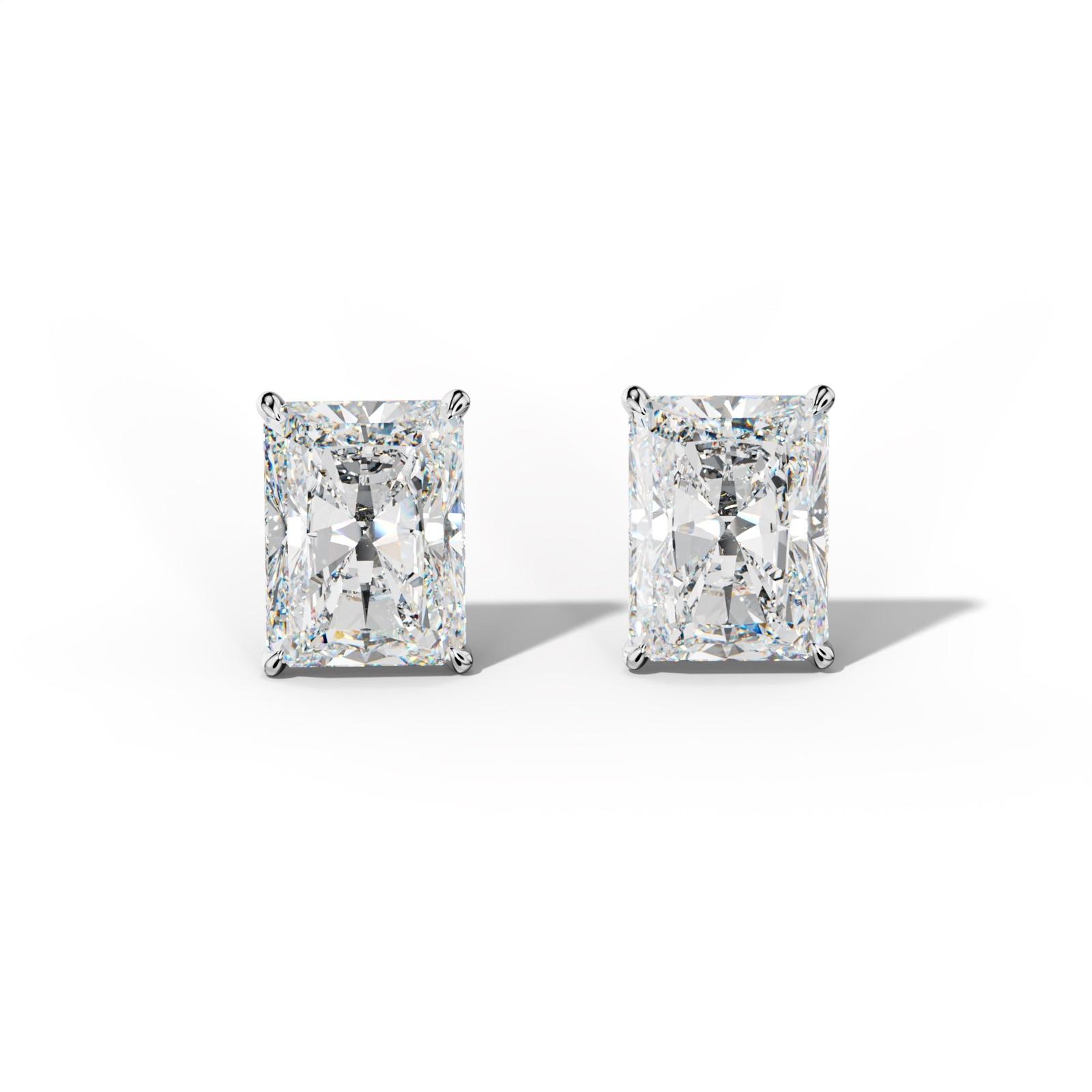 Radiant Diamond Stud Earrings With Four Prong Martini Settings