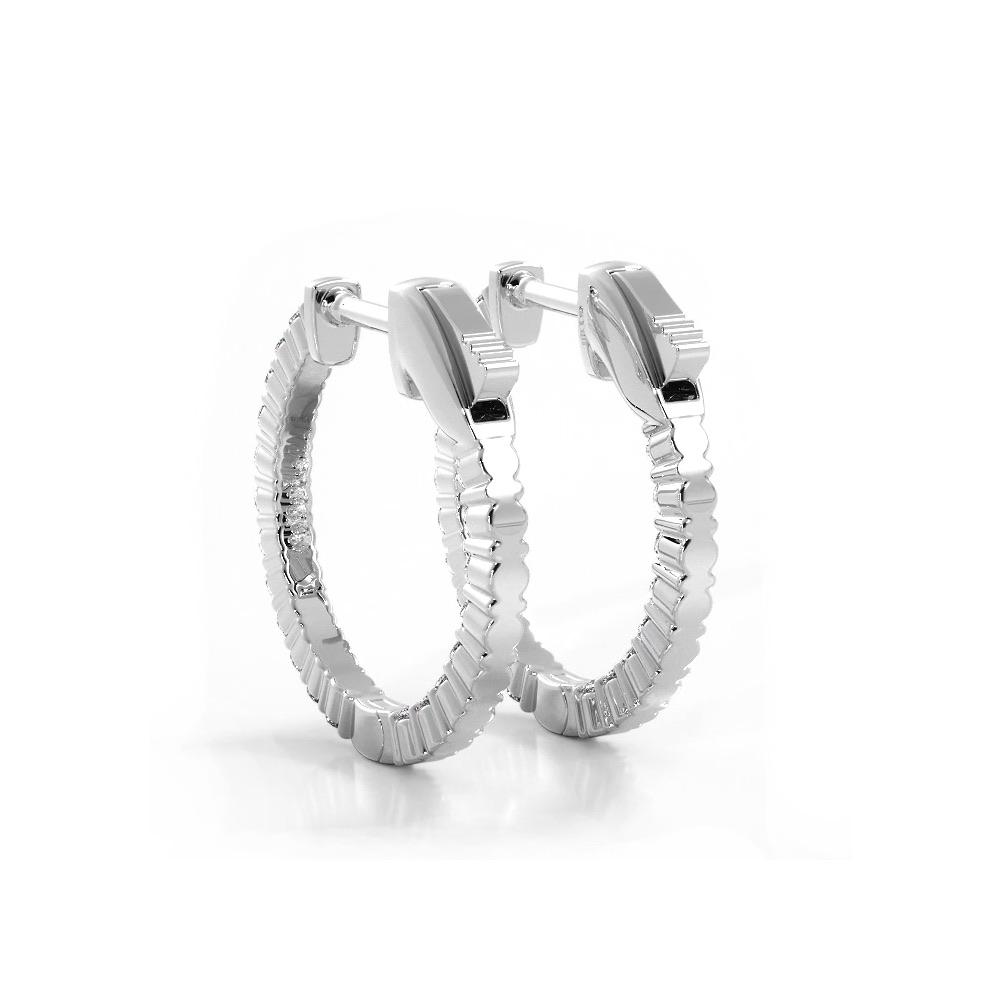 1.20 ctw. Single Row Classic Inside Out Diamond Petite Hoop Earrings