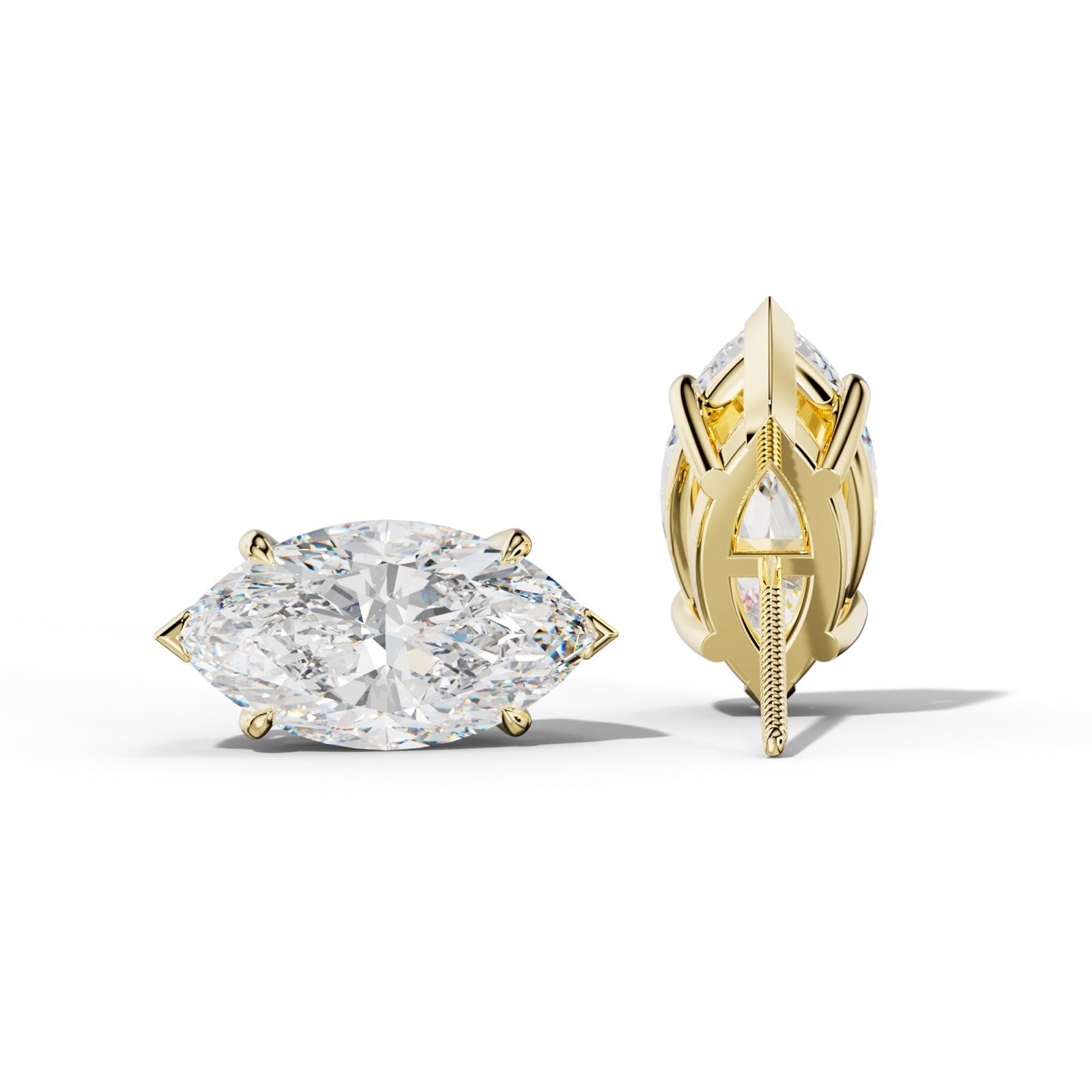 Marquise Diamond Stud Earrings With V Prong Setting