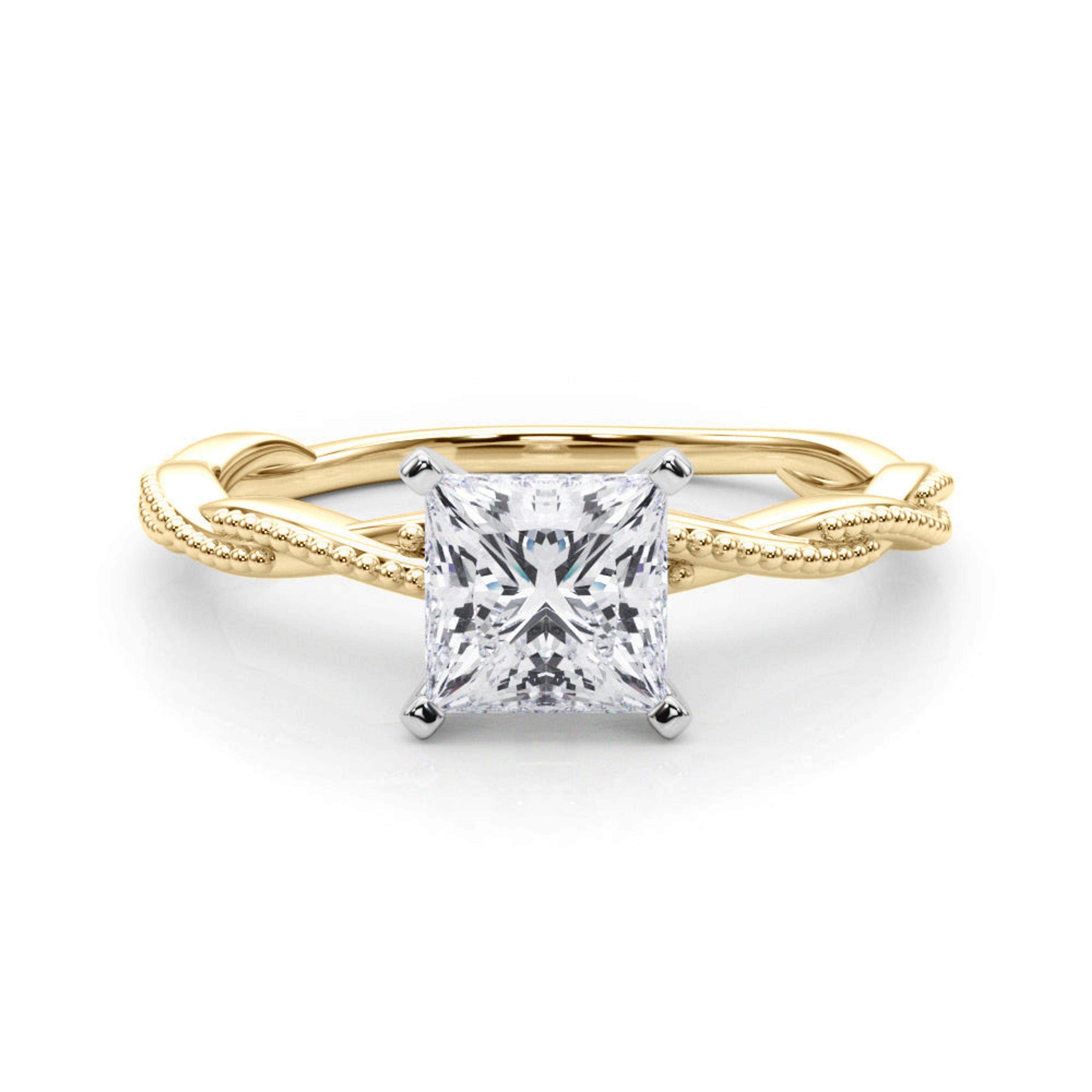 Anastasia Twisted Vine Princess Lab Grown Diamond Solitaire Engagement Ring IGI Certified