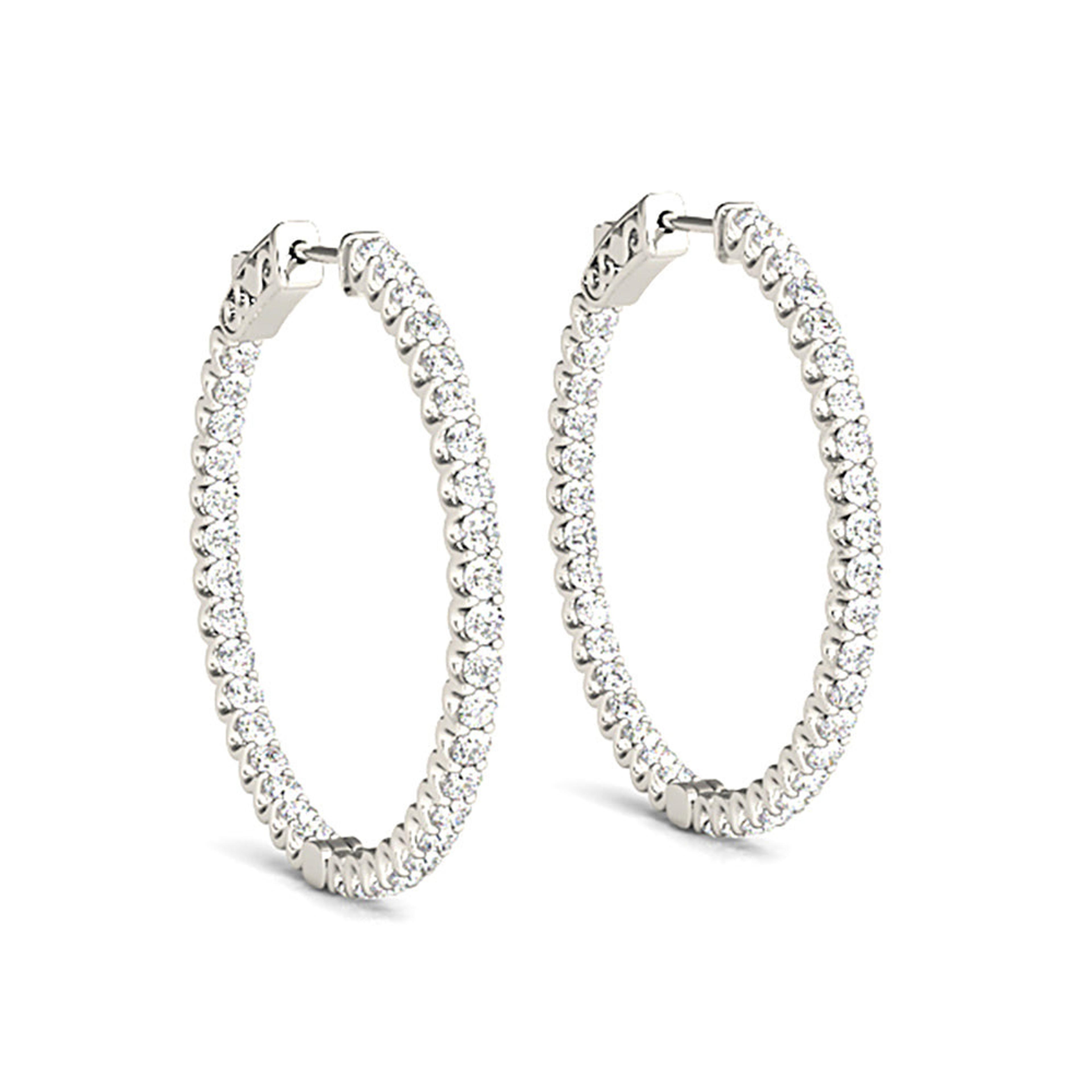 Inside-Out 1.50 ctw Diamond Hoop Earrings "U" Prong Set