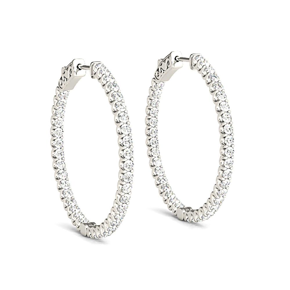 Inside-Out 1.50 ctw Diamond Hoop Earrings "U" Prong Set