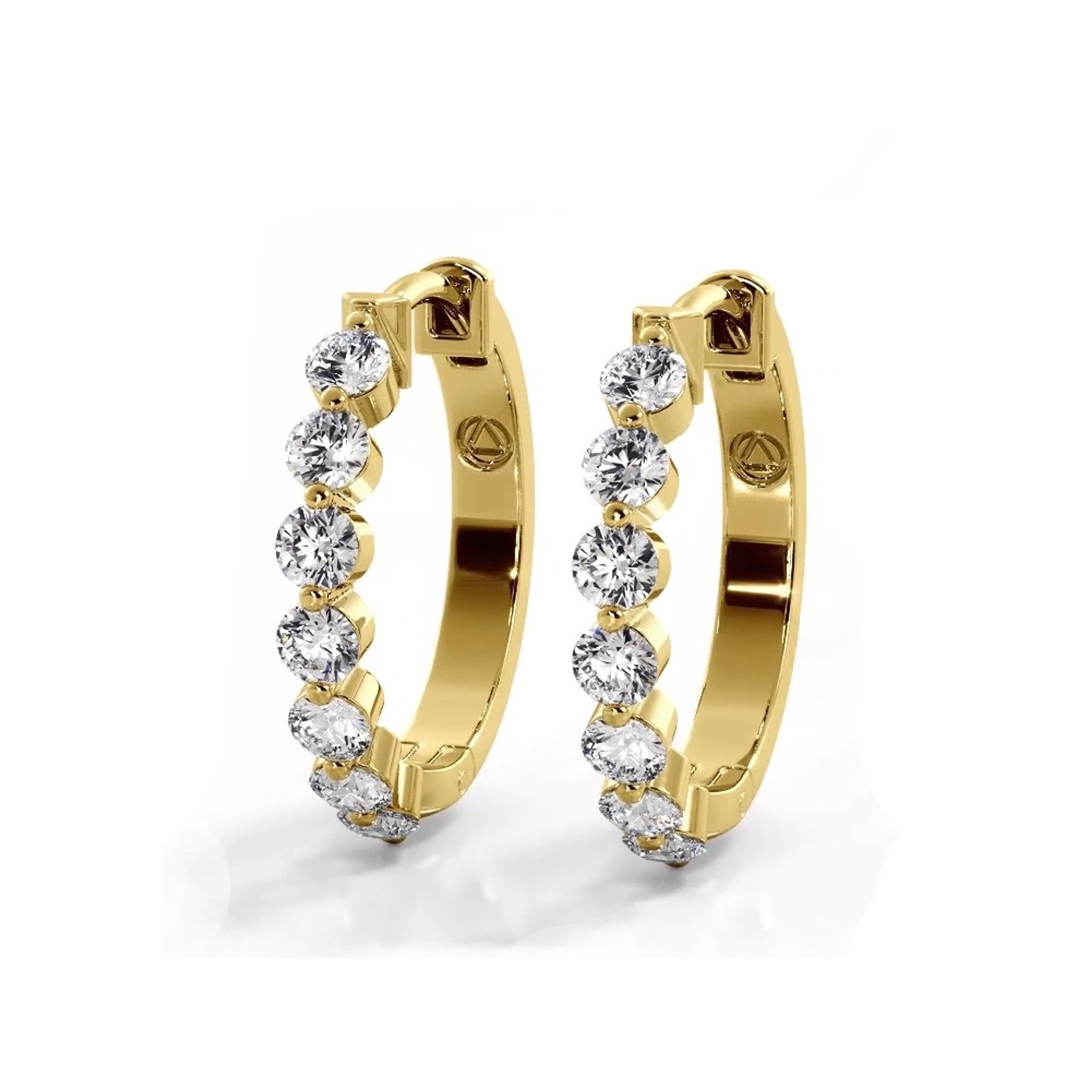 1.0 ctw. Floating Round Diamond Hoop Earrings