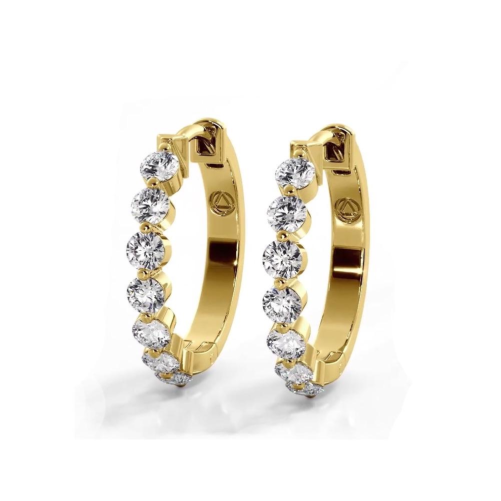1.0 ctw. Floating Round Diamond Hoop Earrings