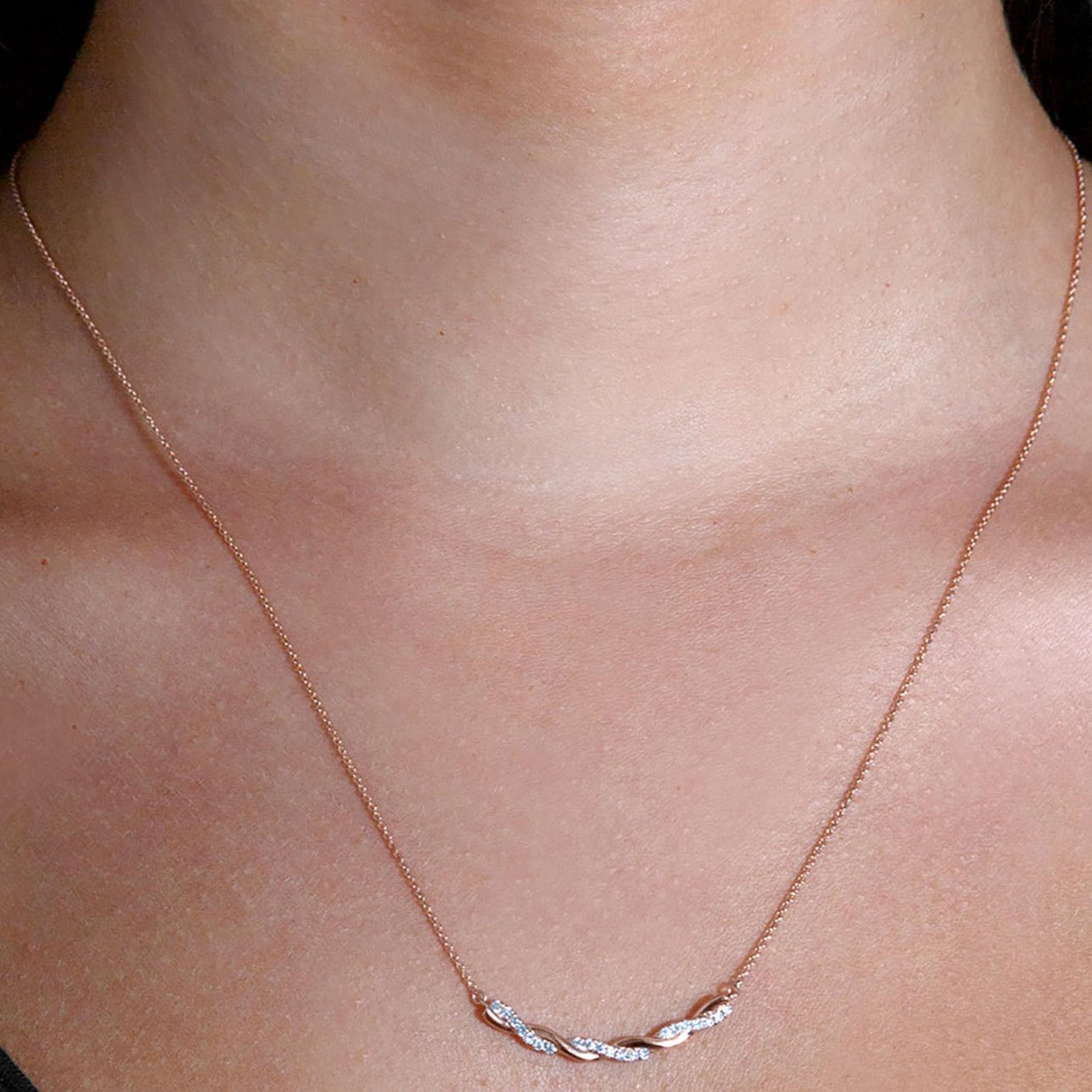 Criss Cross 0.20 ctw Diamond Necklace Pendant-VIRABYANI