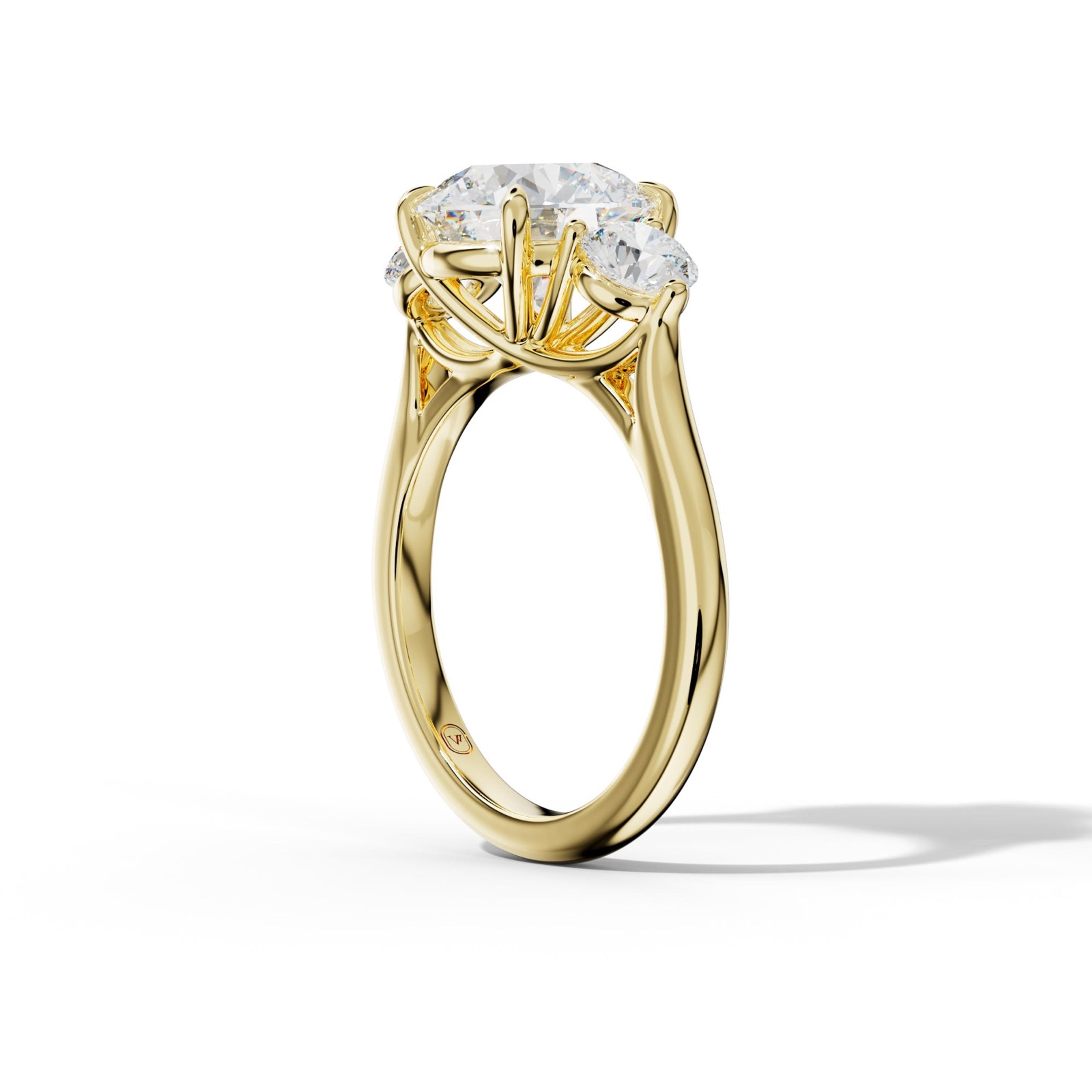 Elsa Round Center Round Side Diamond Engagement Ring