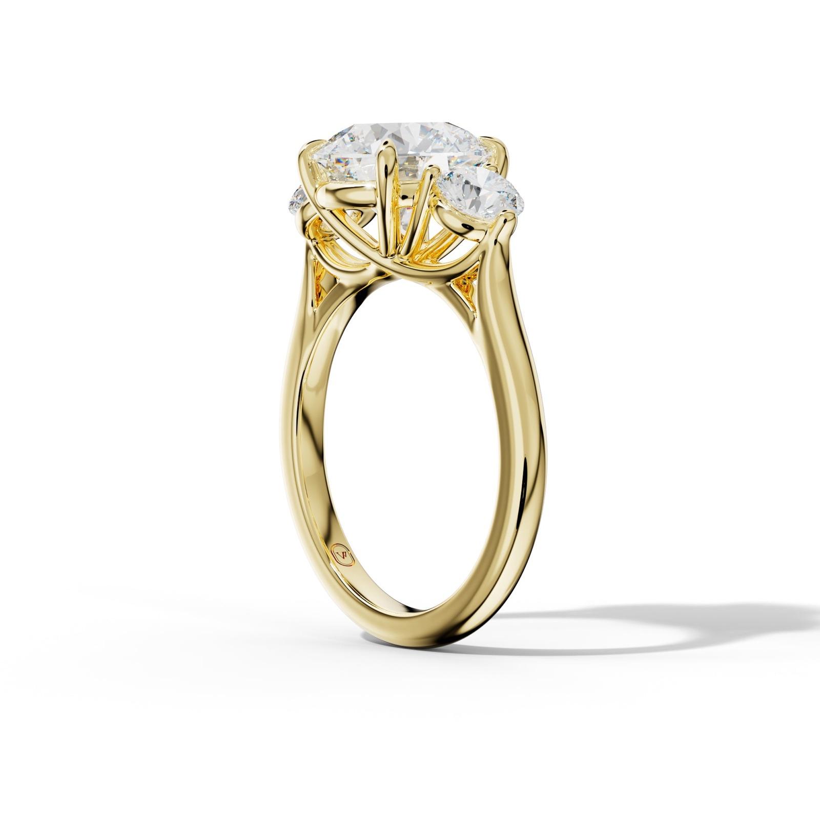 Elsa Round Center Round Side Diamond Engagement Ring