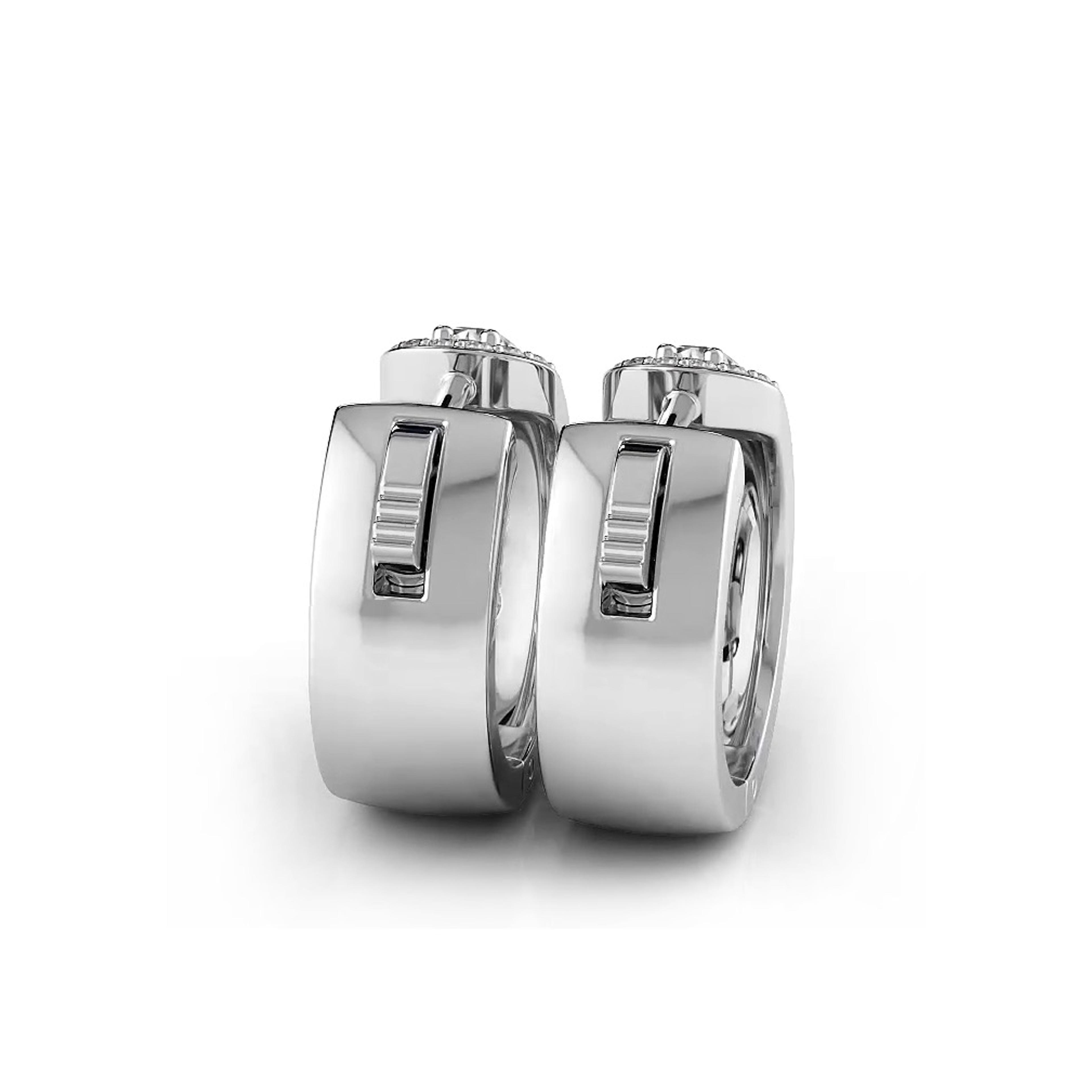 2.0 ctw. Three Rows Round Diamond Huggie Hoop Earrings
