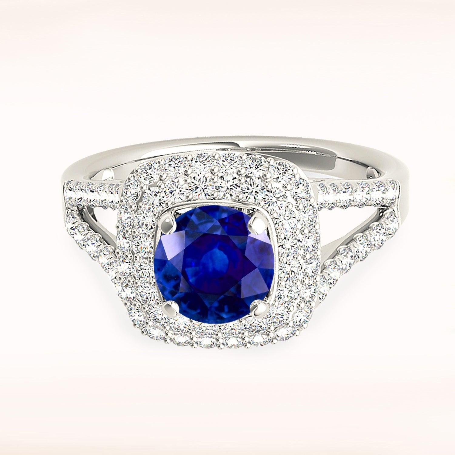 1.35 ct. Genuine Blue Round Sapphire Ring