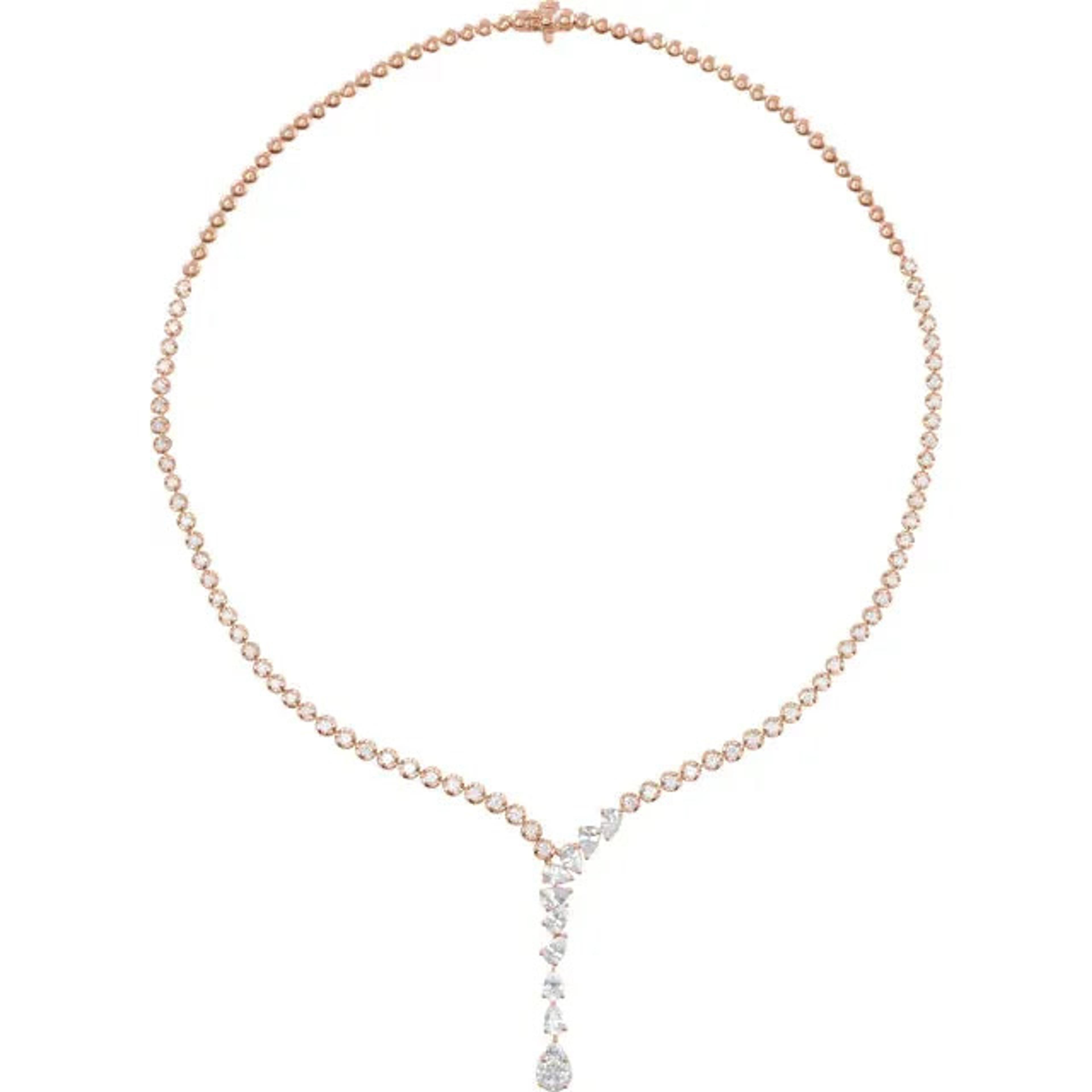 5.50 ct. Pear Shape Diamond Cluster-Tennis Necklace
