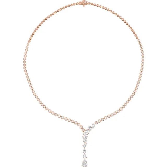 5.50 ct. Pear Shape Diamond Cluster-Tennis Necklace