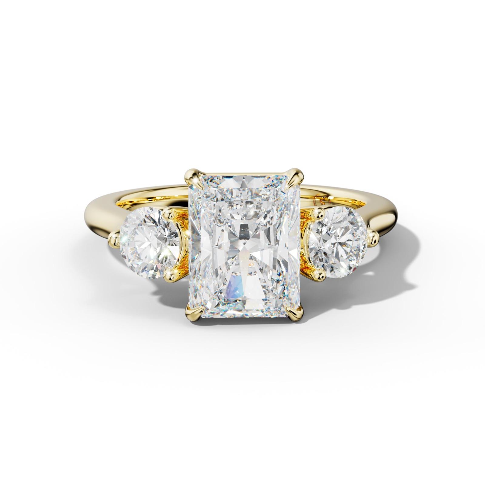 Elsa Radiant Diamond Round Side Diamond Engagement Ring